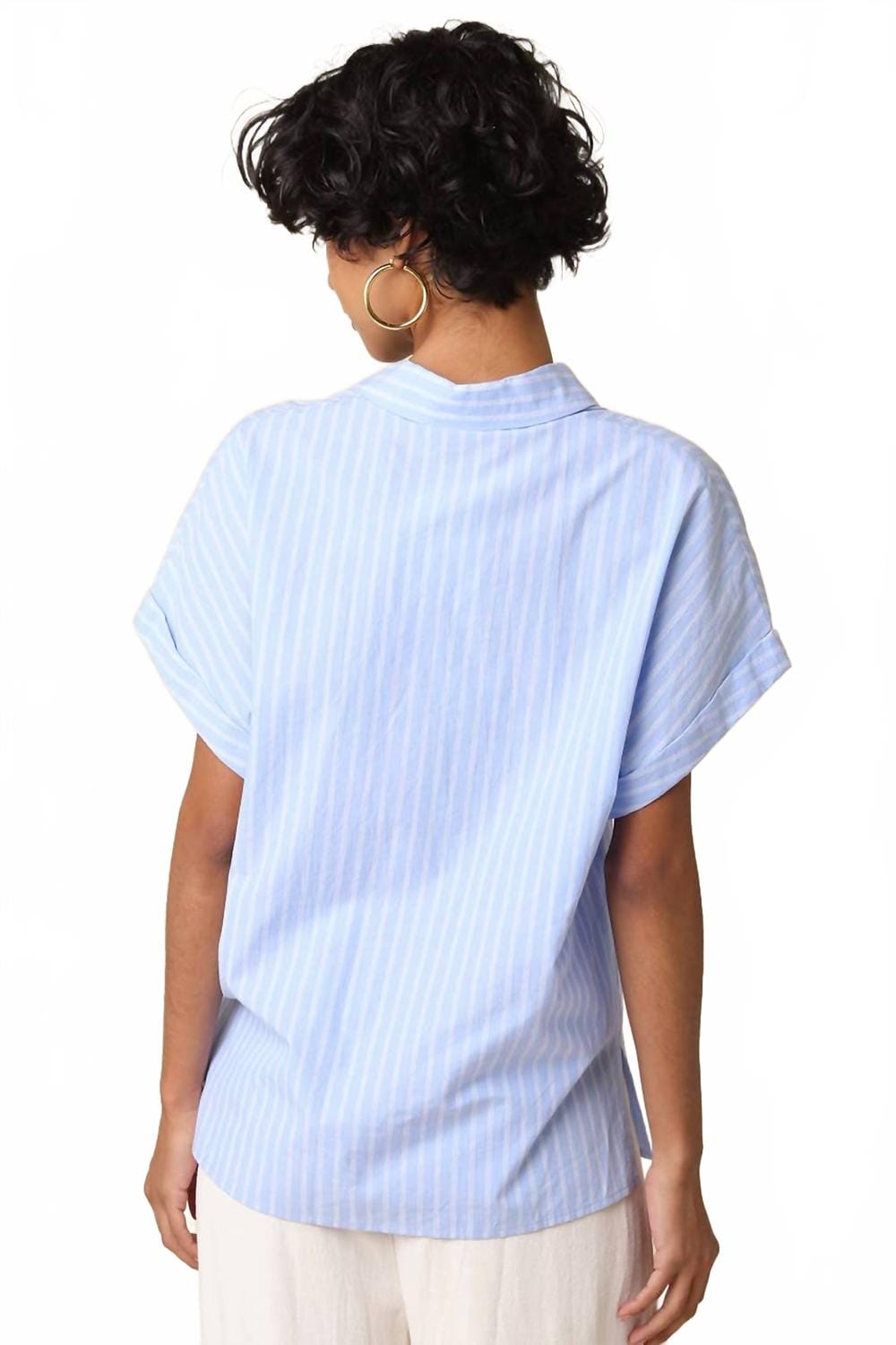 Blue Virgil Stripe Short Sleeve Shirt In Sky Blue