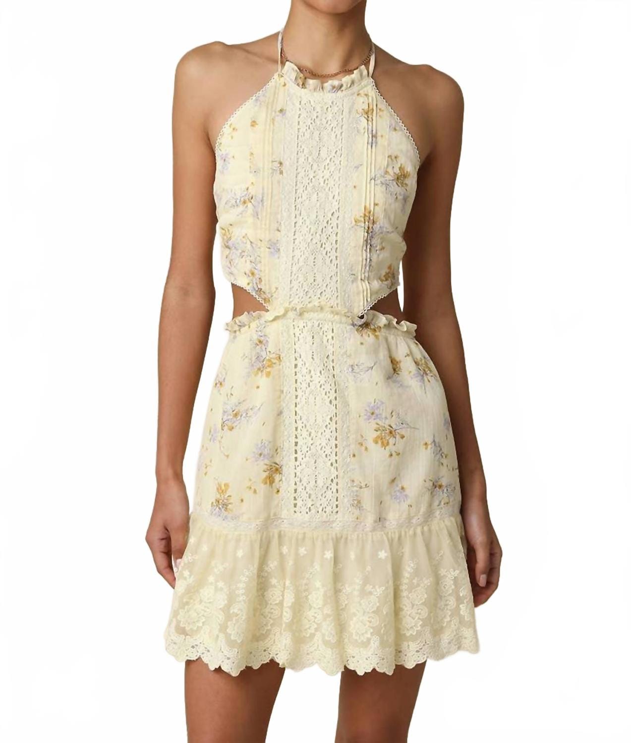 Butter Evie Halter Mini Dress In Butter Floral