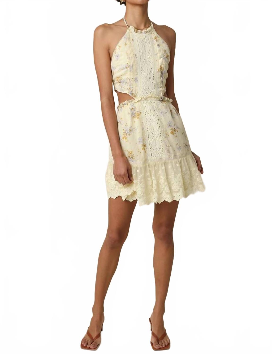 Butter Evie Halter Mini Dress In Butter Floral