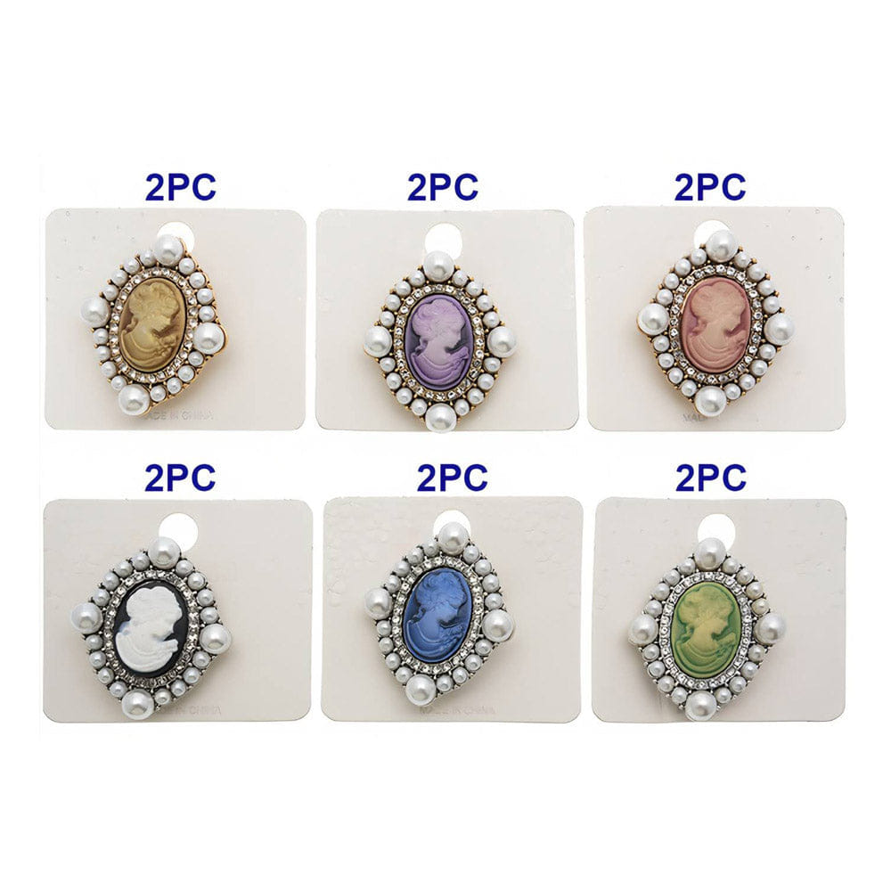 Vintage 12PCS - Pearl Rhinestone Vintage Cameo Pin Brooches