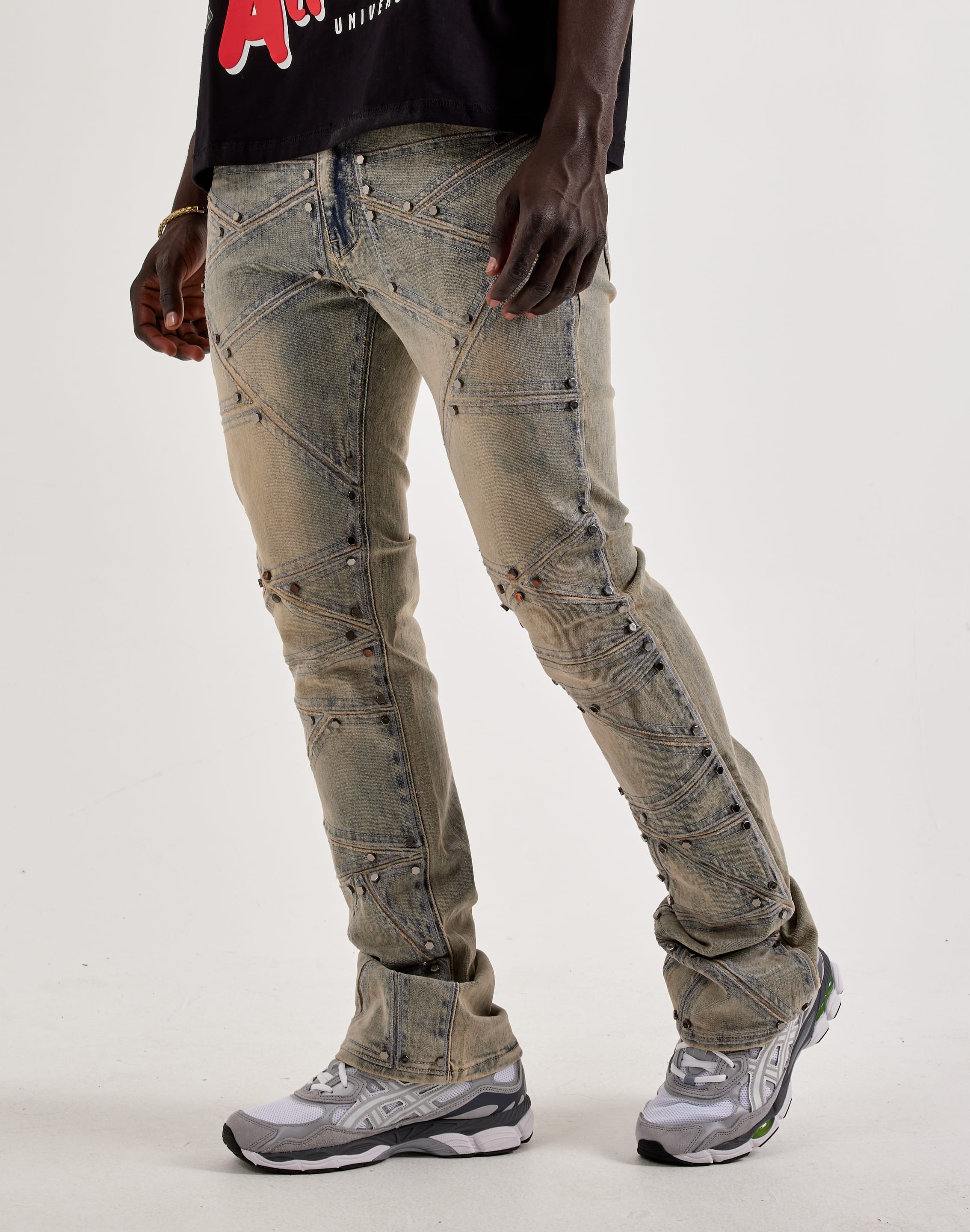 Waimea Studded Geo - Shapes Flared Denim Jeans