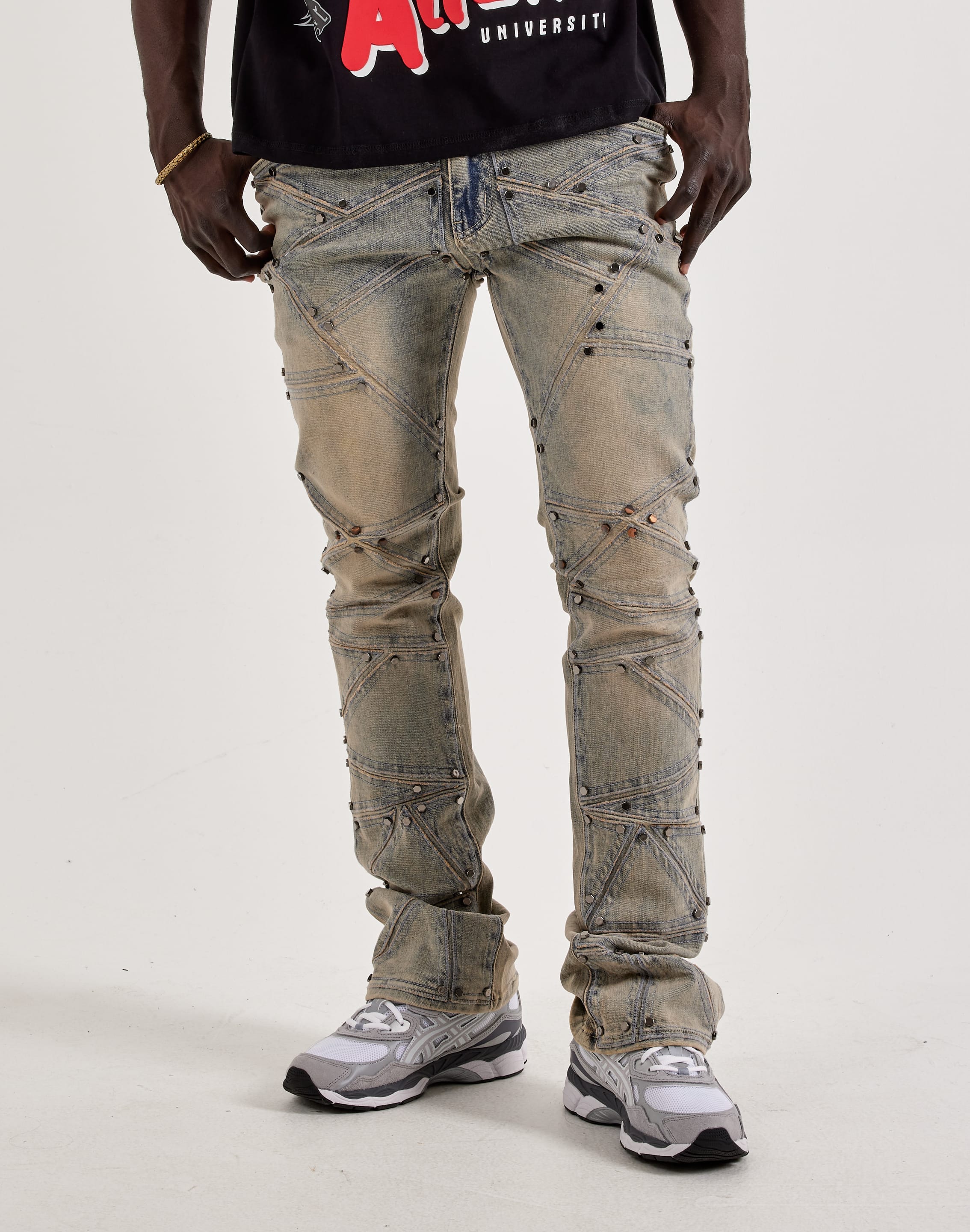Waimea Studded Geo - Shapes Flared Denim Jeans
