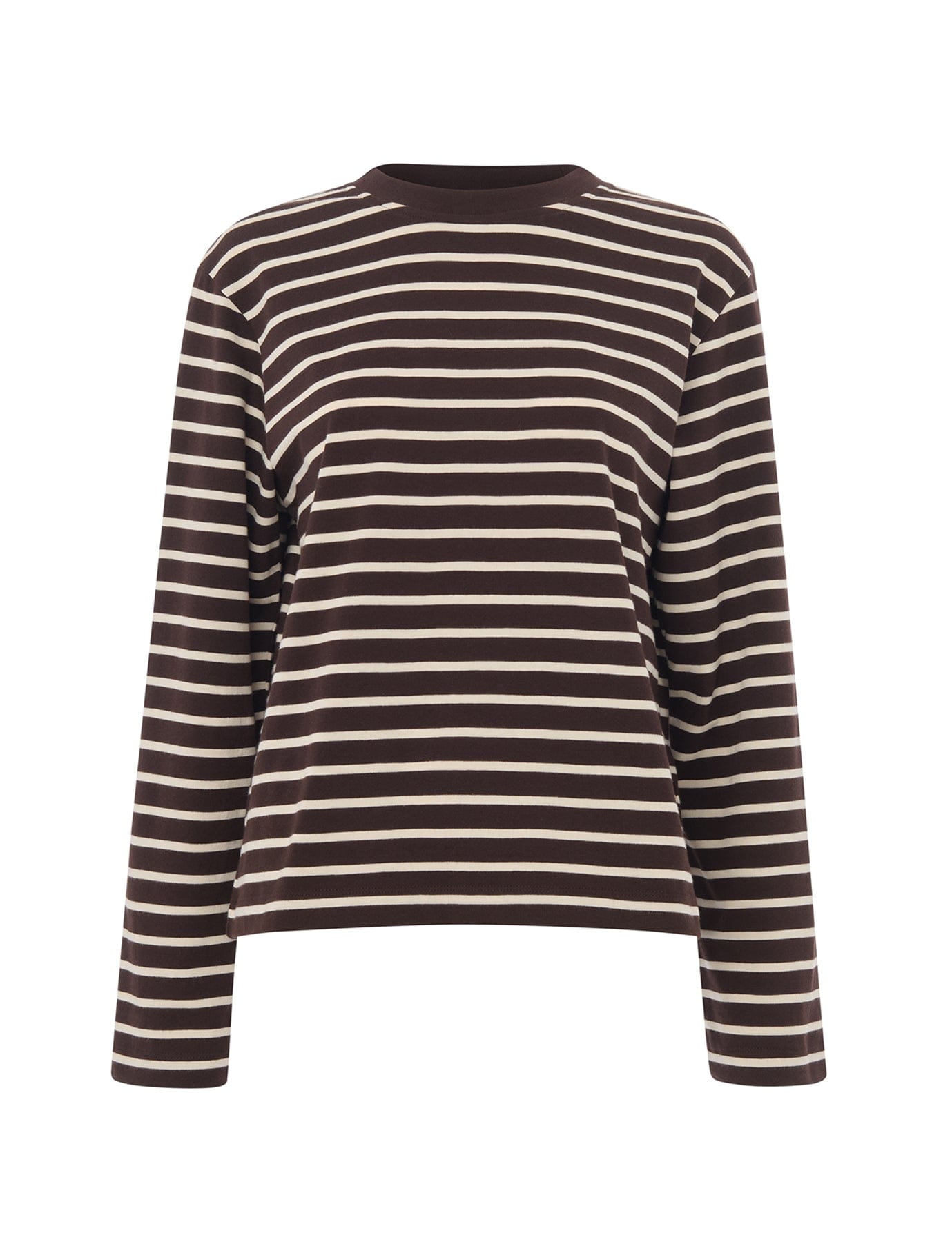 Whistles Stripe Cotton Jersey Top Brown