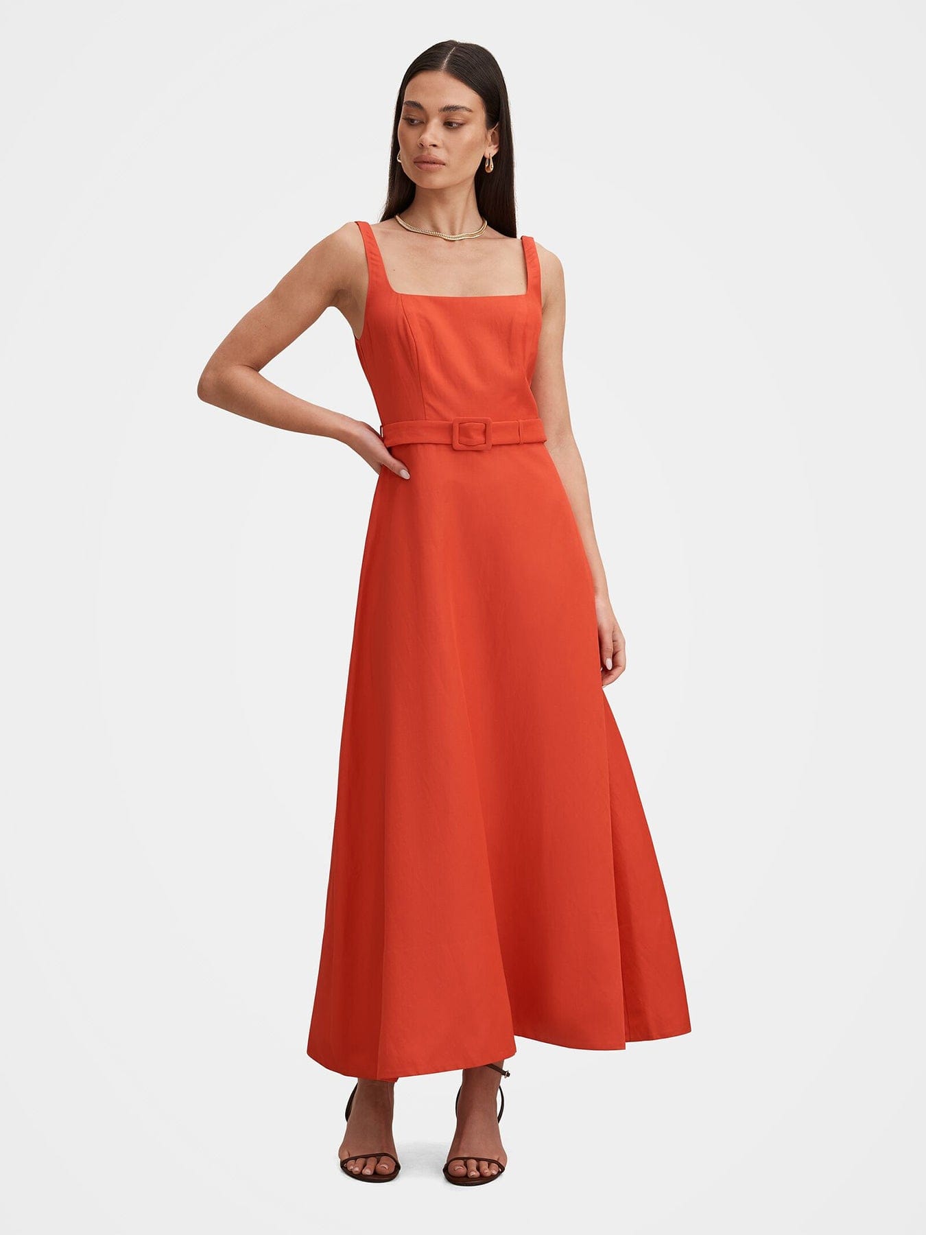 Forever New Hayden Square Neck Midi Dress Red