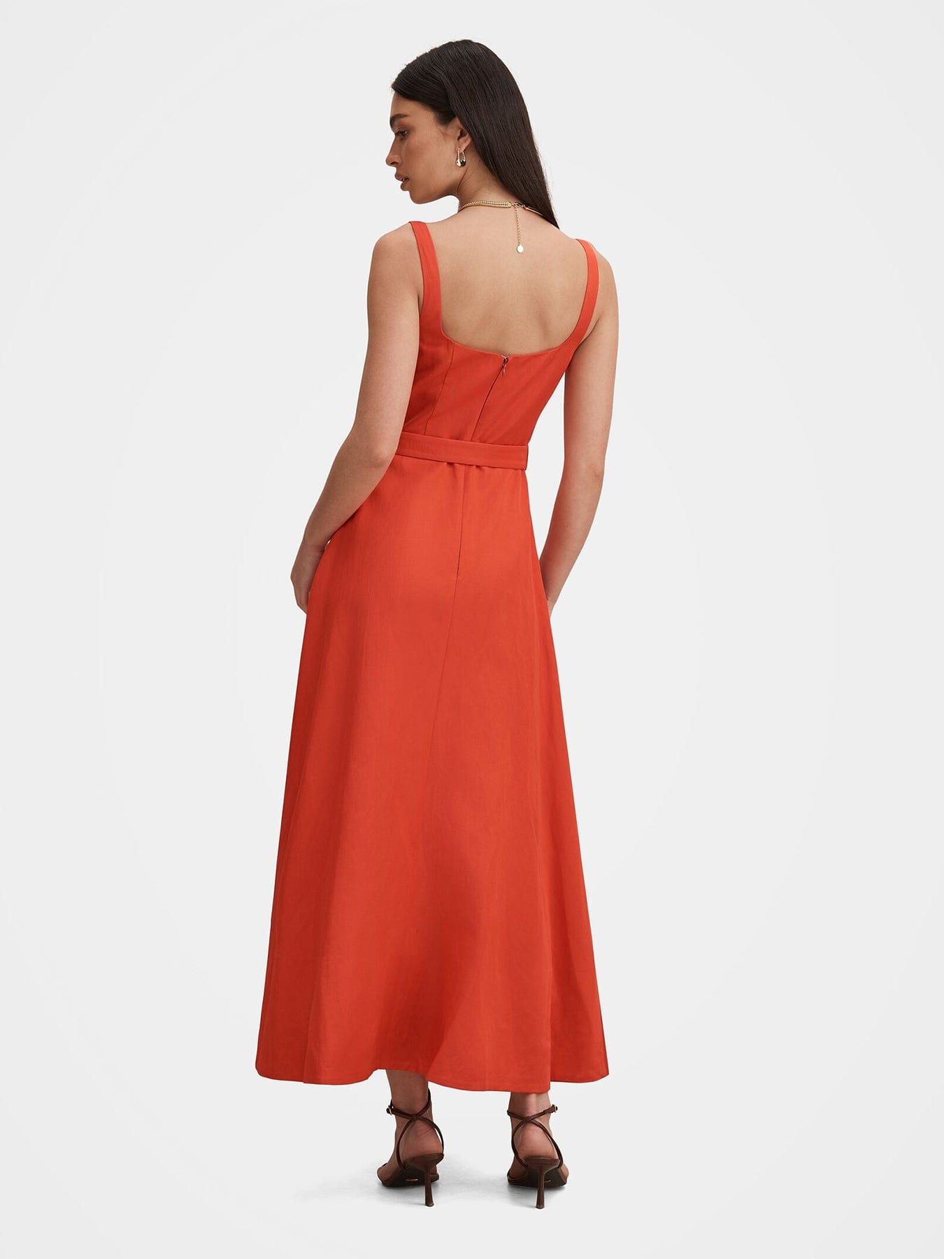 Forever New Hayden Square Neck Midi Dress Red