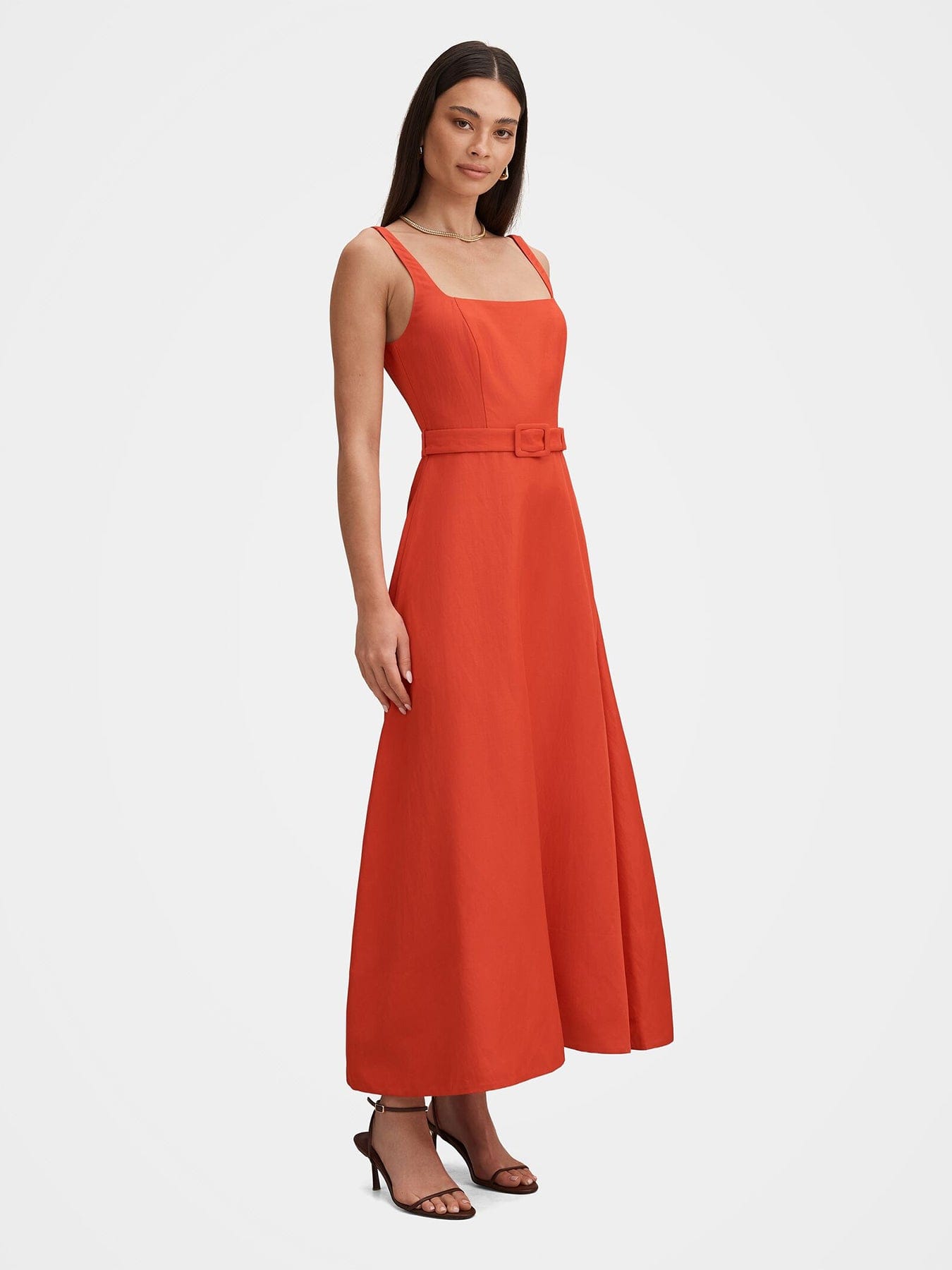Forever New Hayden Square Neck Midi Dress Red