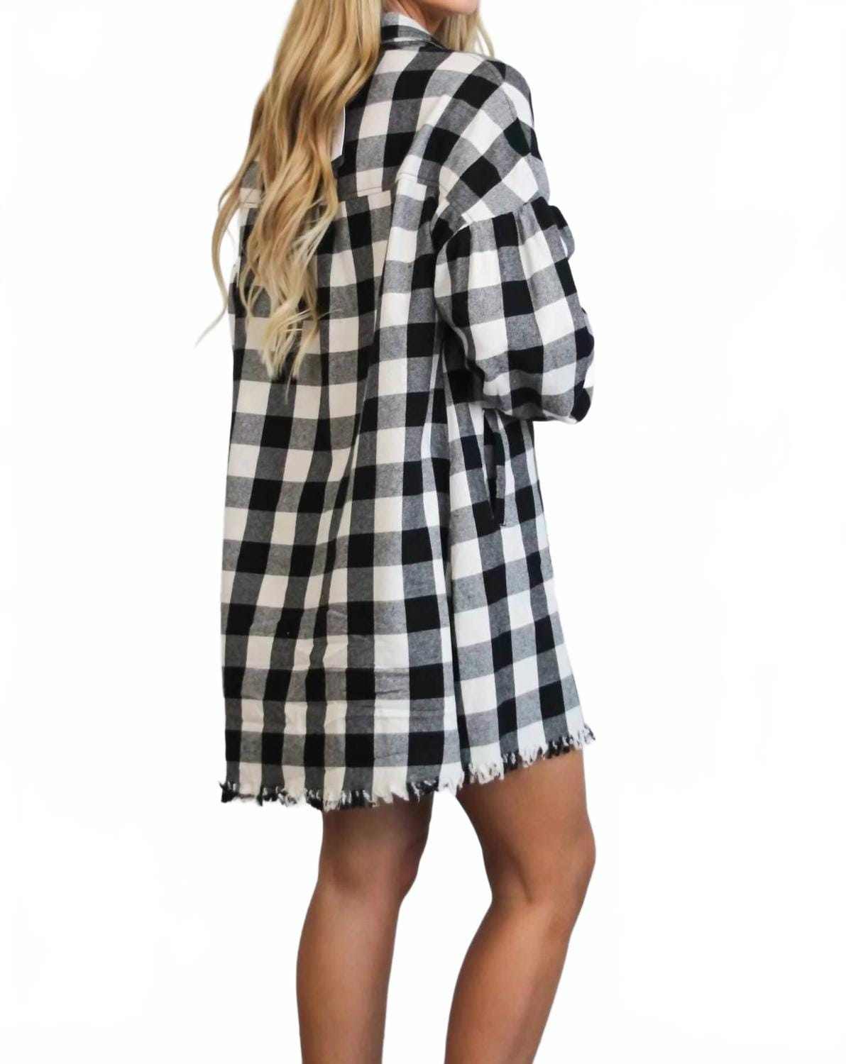 WHITE* Pumpkin Patch Plaid Shirt Dress In Black/white