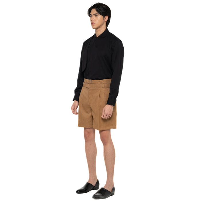 JAN SOBER CAMEL DOUBLE WAISTBAND SHORT PANTS JS PM