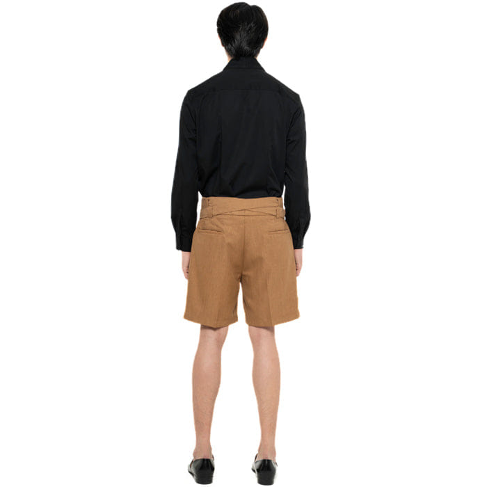 JAN SOBER CAMEL DOUBLE WAISTBAND SHORT PANTS JS PM