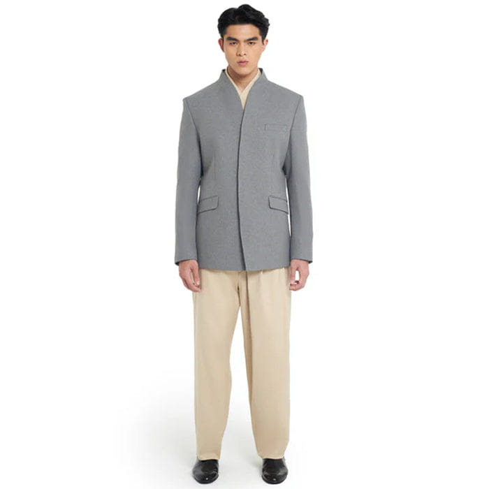 JAN SOBER GREY COLLARLESS BLAZER