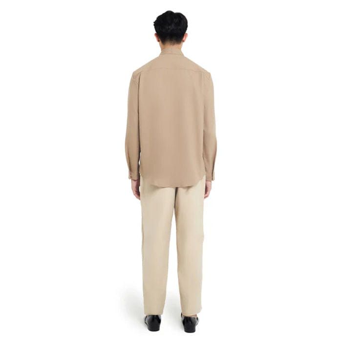 JAN SOBER LIGHT BROWN HALF REVERSE LAPEL DETAIL LONG SLEEVES SHIRT
