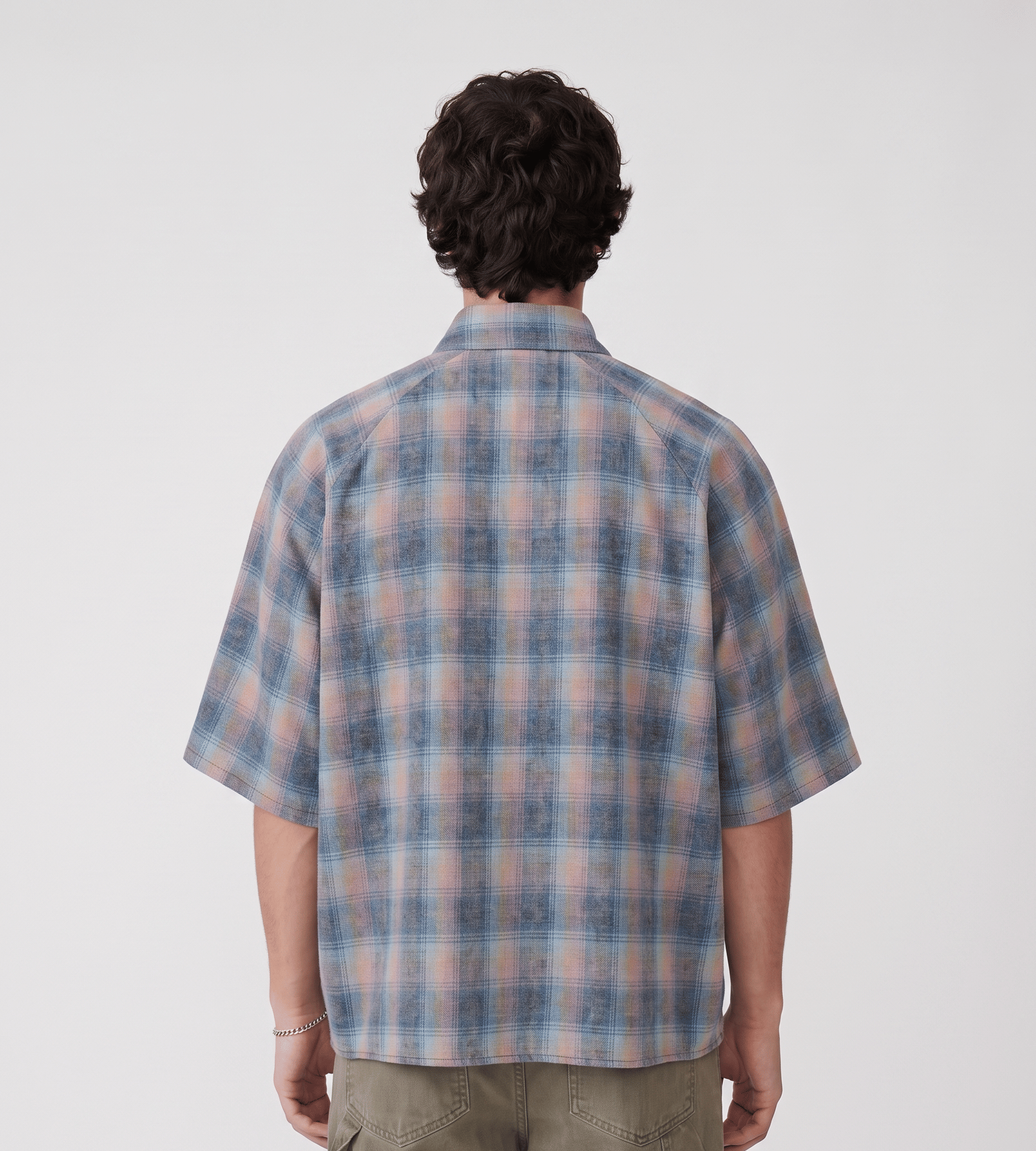New Amsterdam Surf Association Flanel Short Sleeve Button Up Rainbow Check