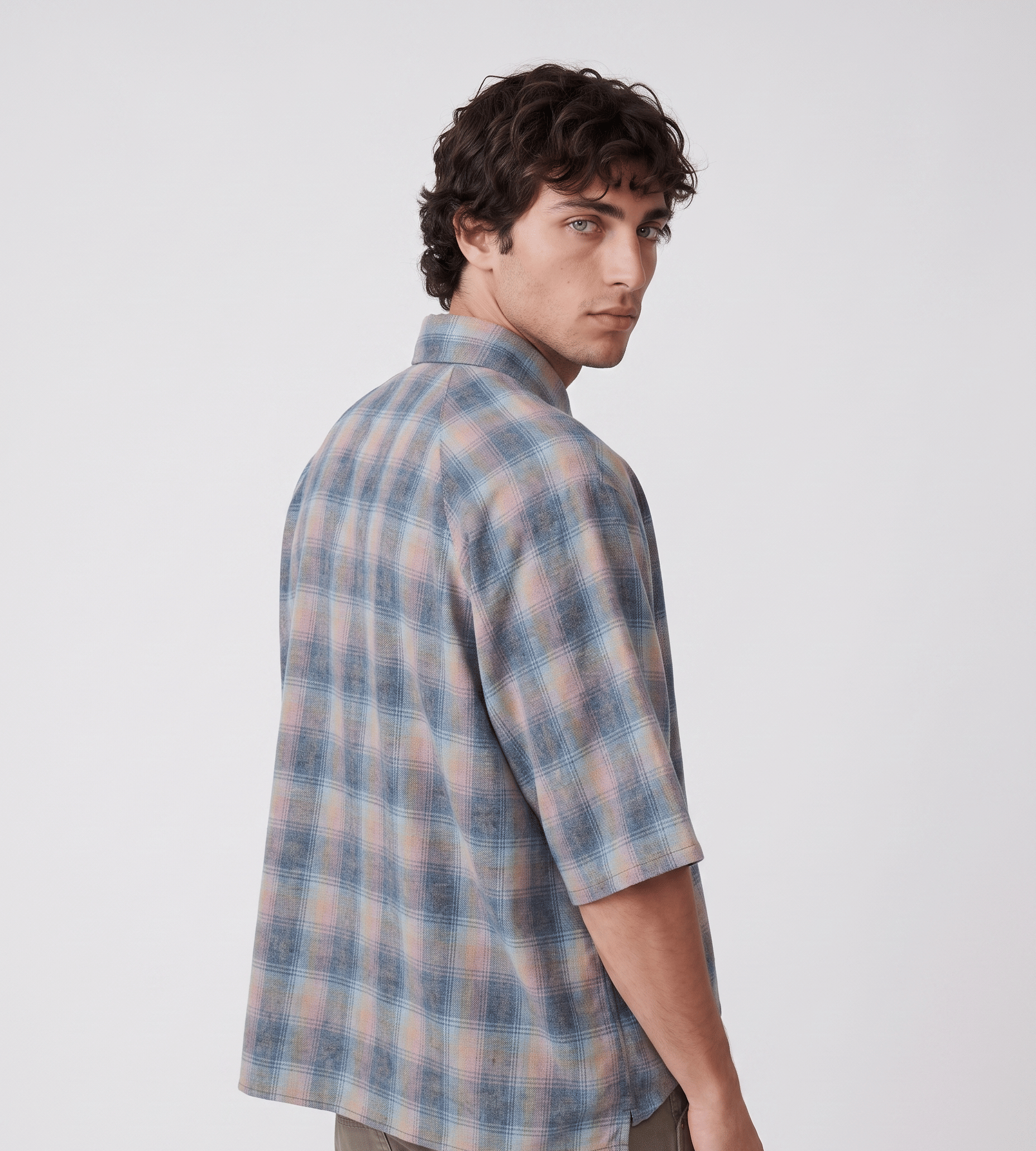 New Amsterdam Surf Association Flanel Short Sleeve Button Up Rainbow Check