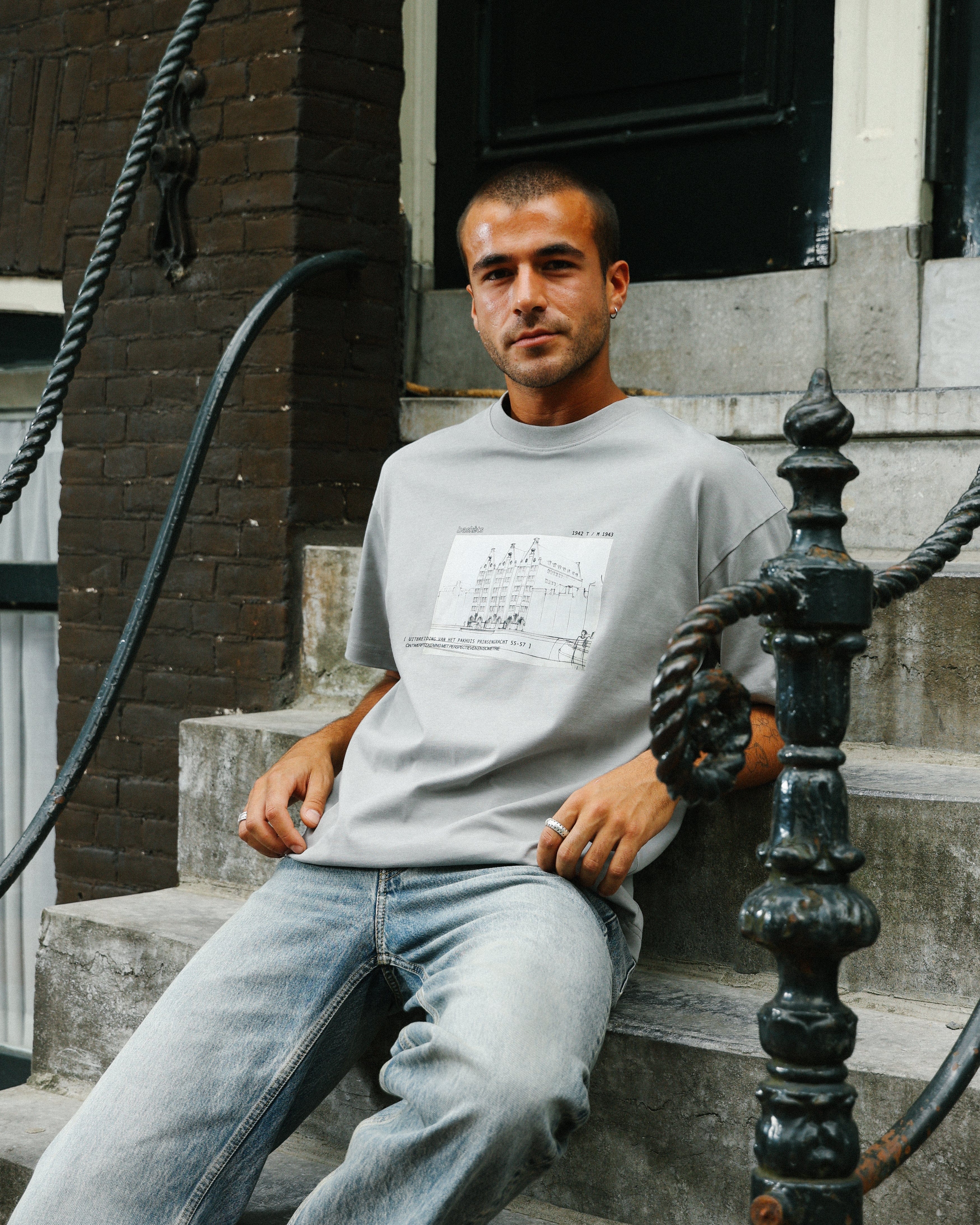 Baskèts Pakhuis T-Shirt Stone Grey