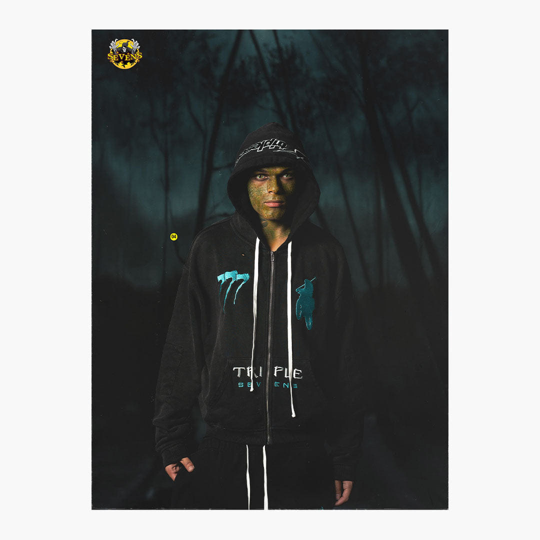 Triple Sevens Moto Black Sweats Black