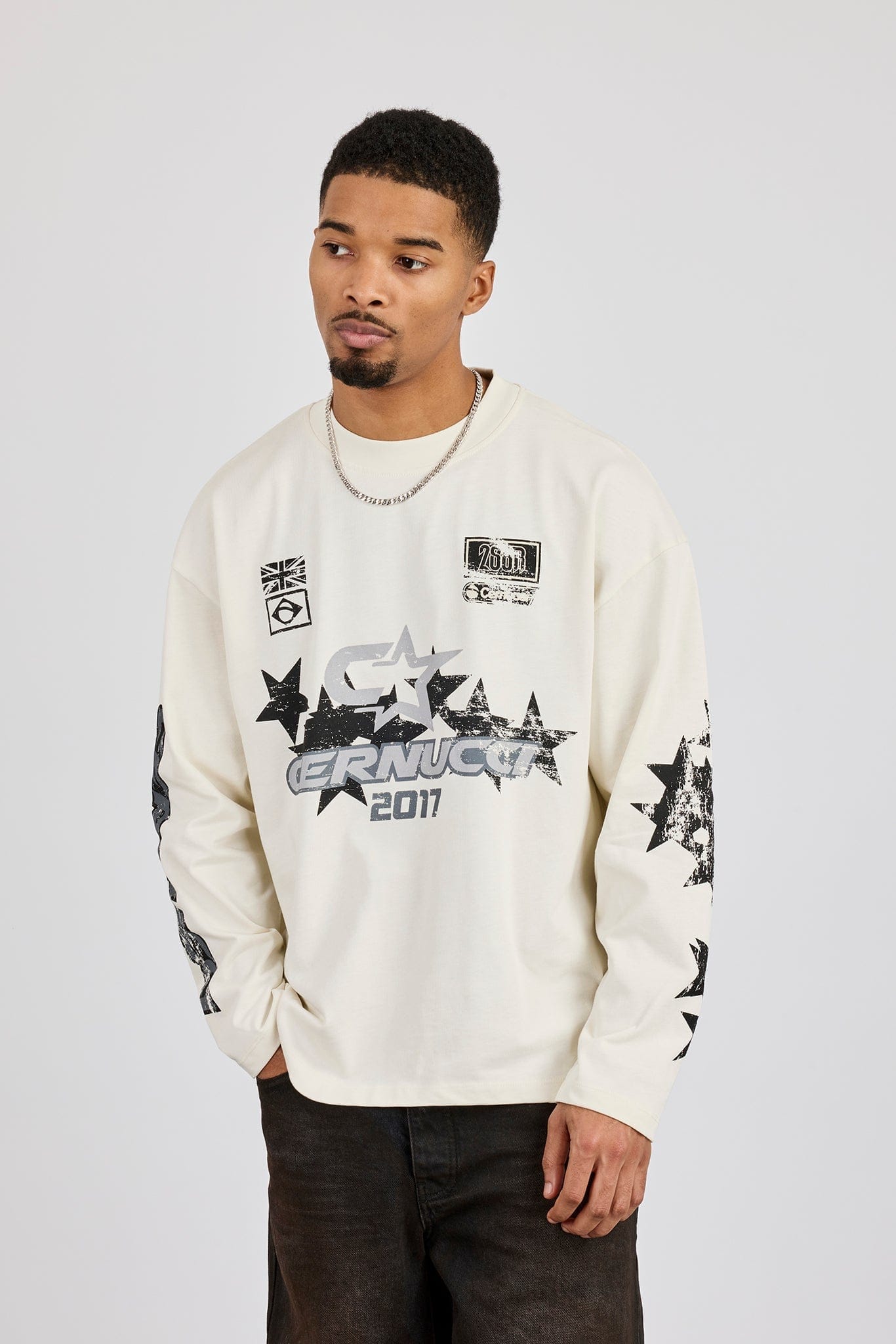 Cernucci Long Sleeve Cernucci 2017 Graphic T - Shirt - Off White