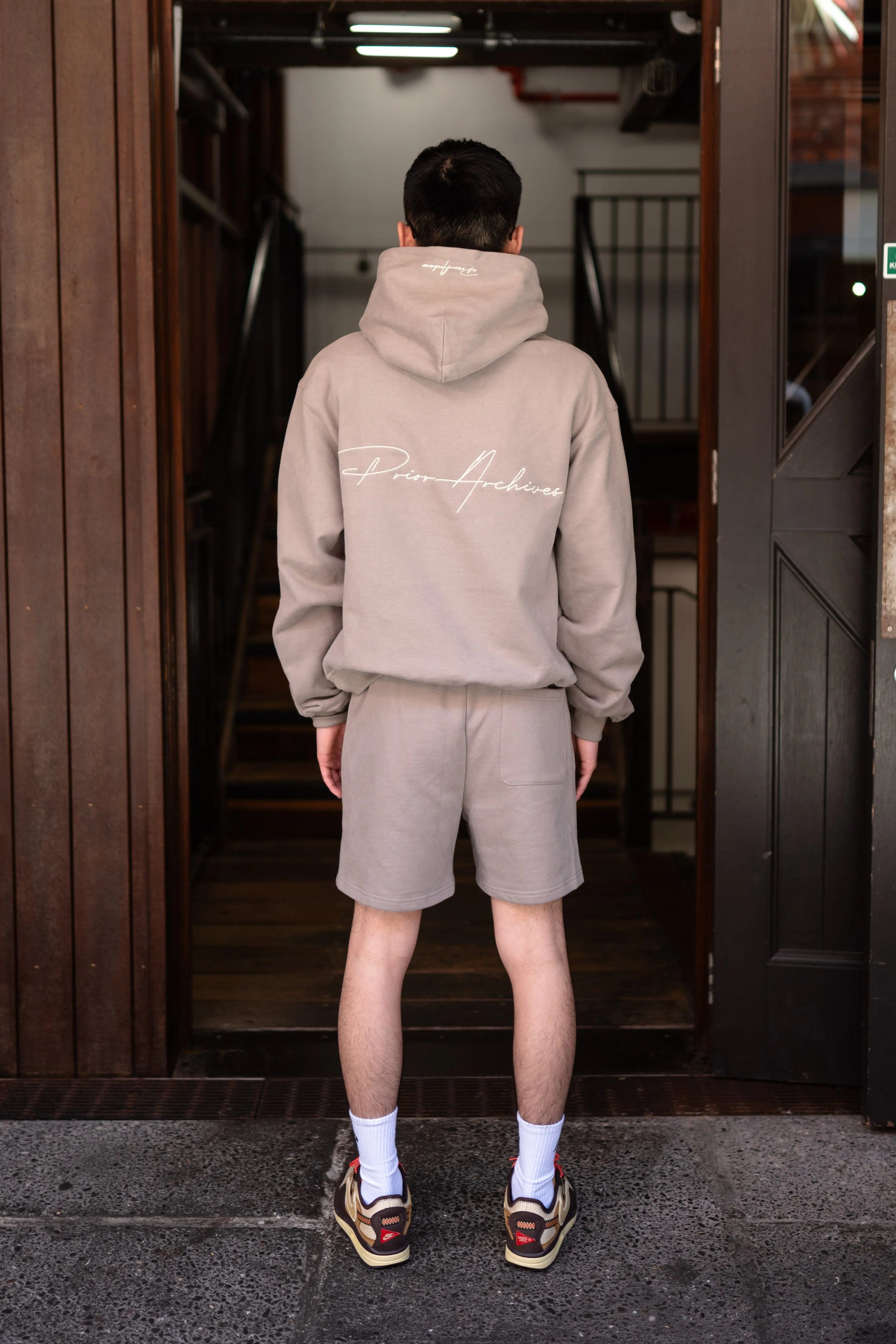 Prior Archives Prior Embroidery Logo Fitted Sweatshorts Cinder