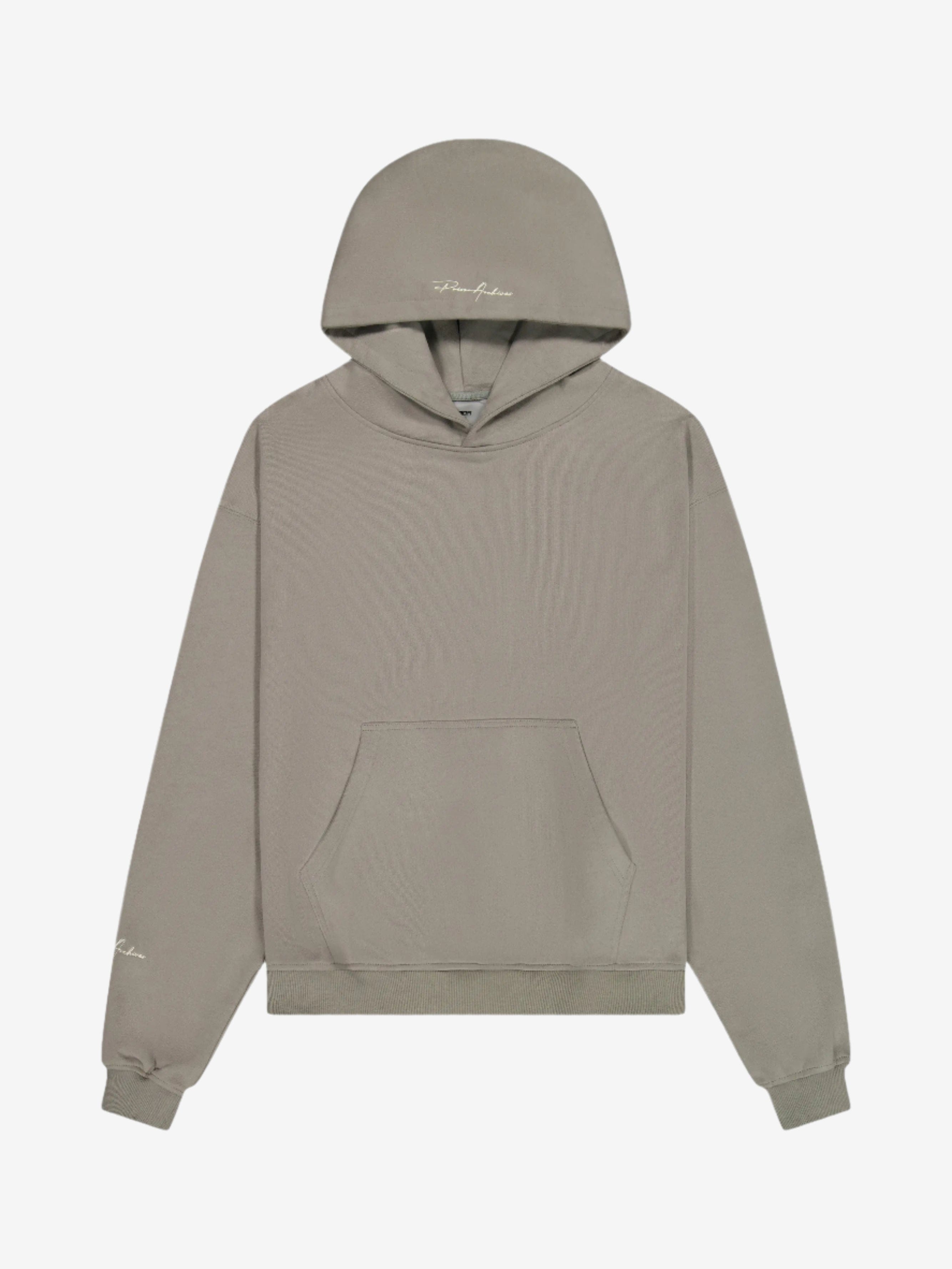 Prior Archives Prior Embroidery Logo Oversized Cropped Hoodie Cinder