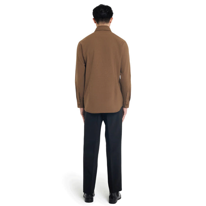 JAN SOBER BROWN DUAL COLLAR LONG SLEEVES SHIRT