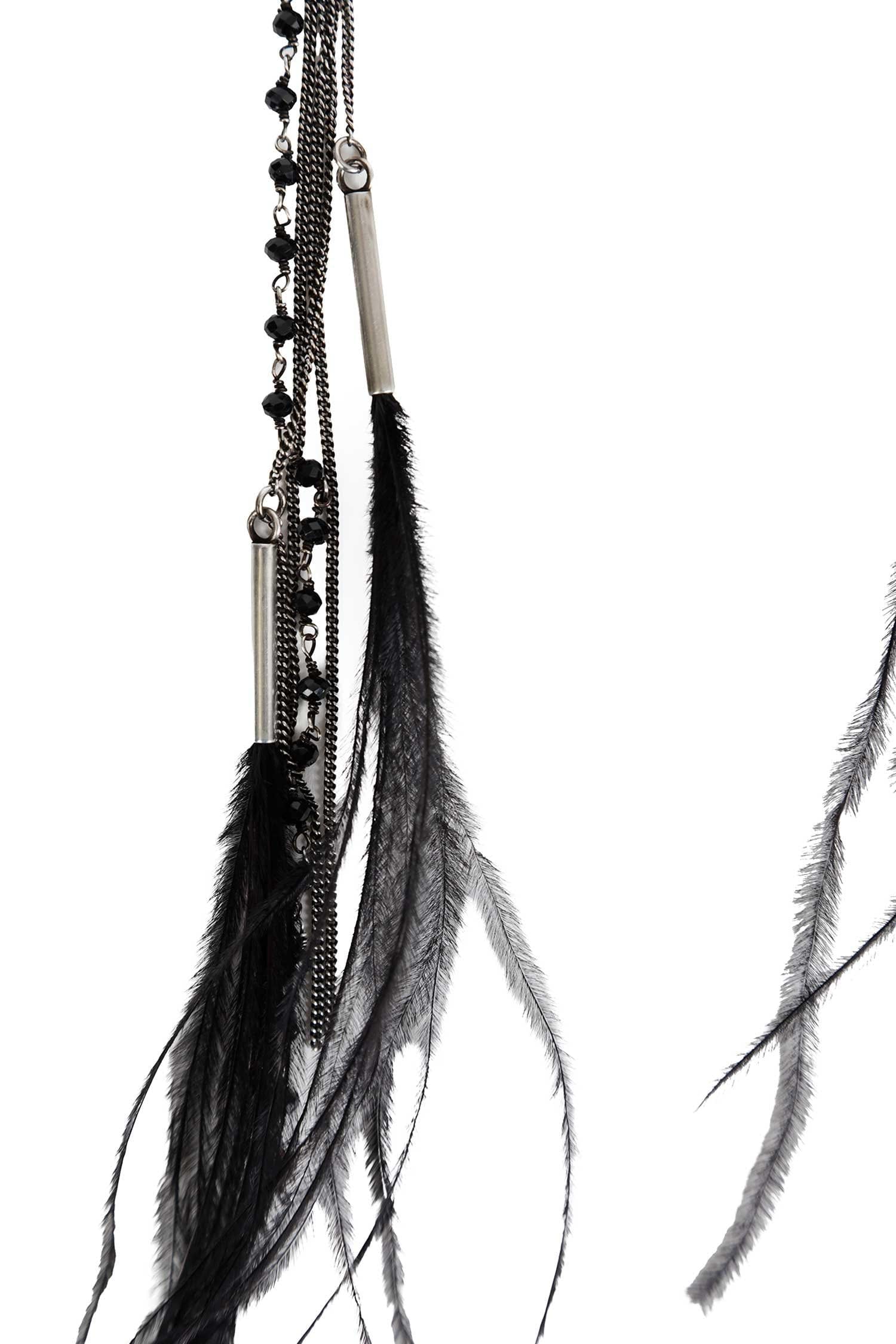 ANN Demeulemeester Goia Earrings with Chains and Feathers