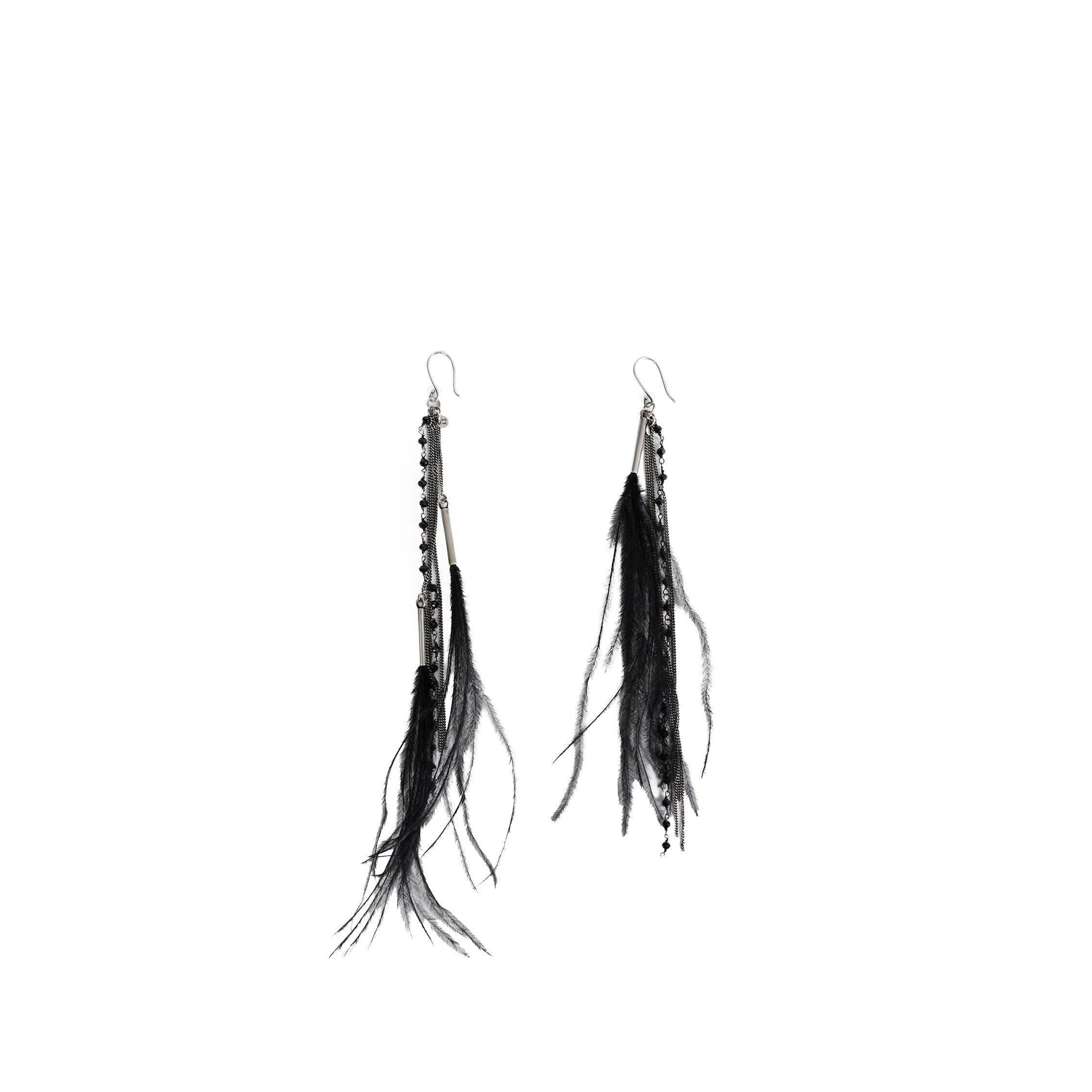 ANN Demeulemeester Goia Earrings with Chains and Feathers
