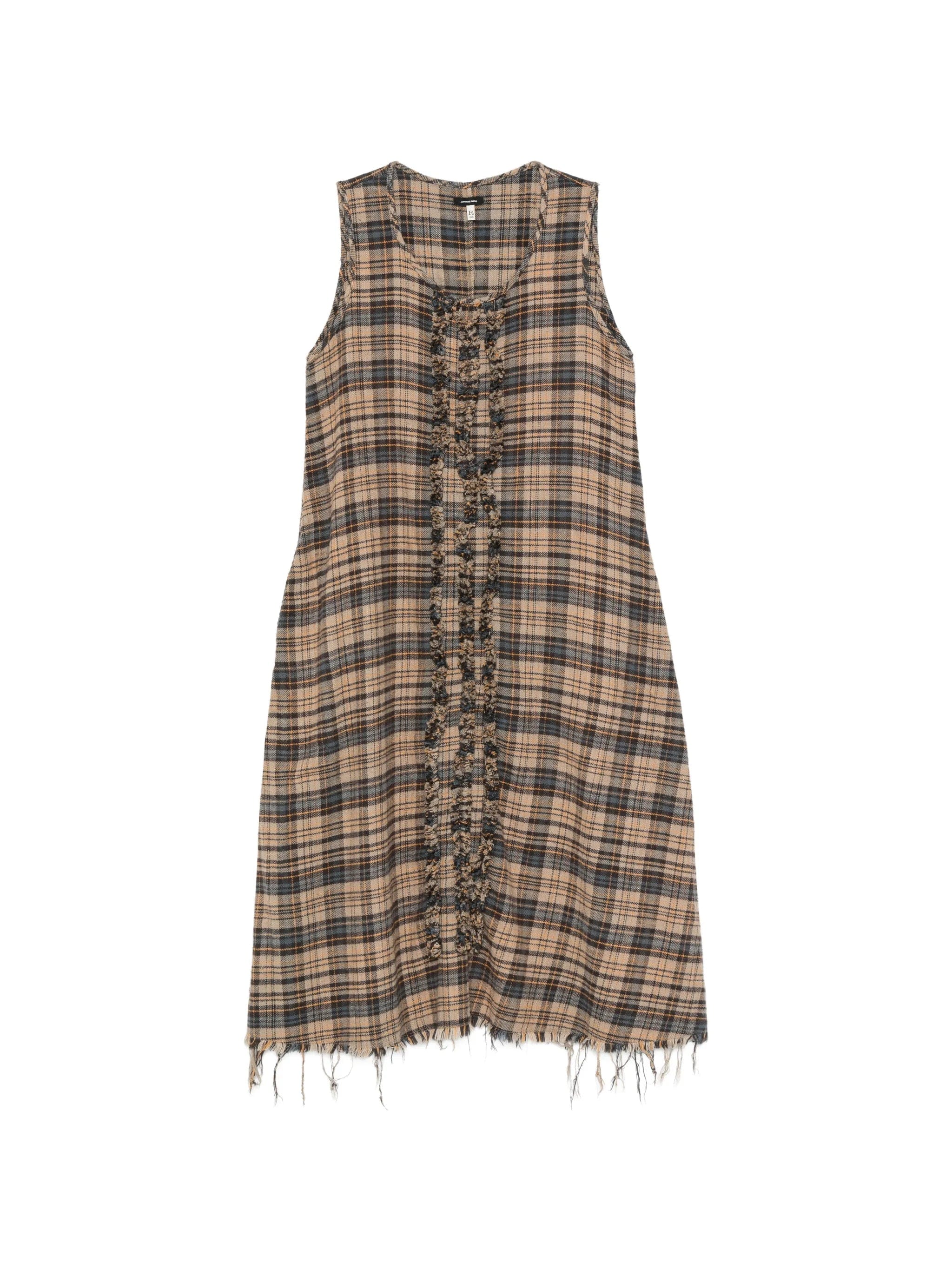 R13 ruffled checked midi dress