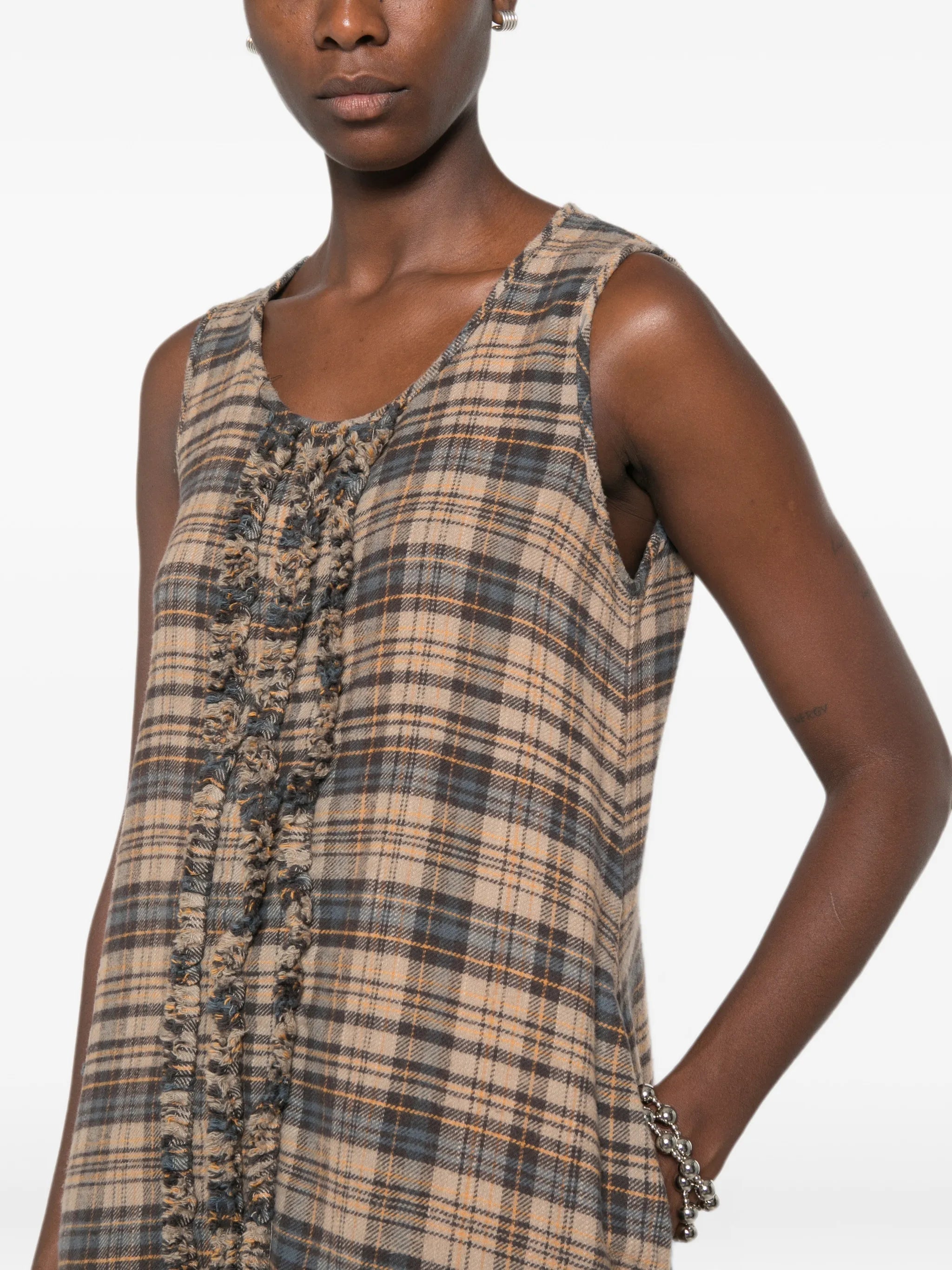 R13 ruffled checked midi dress