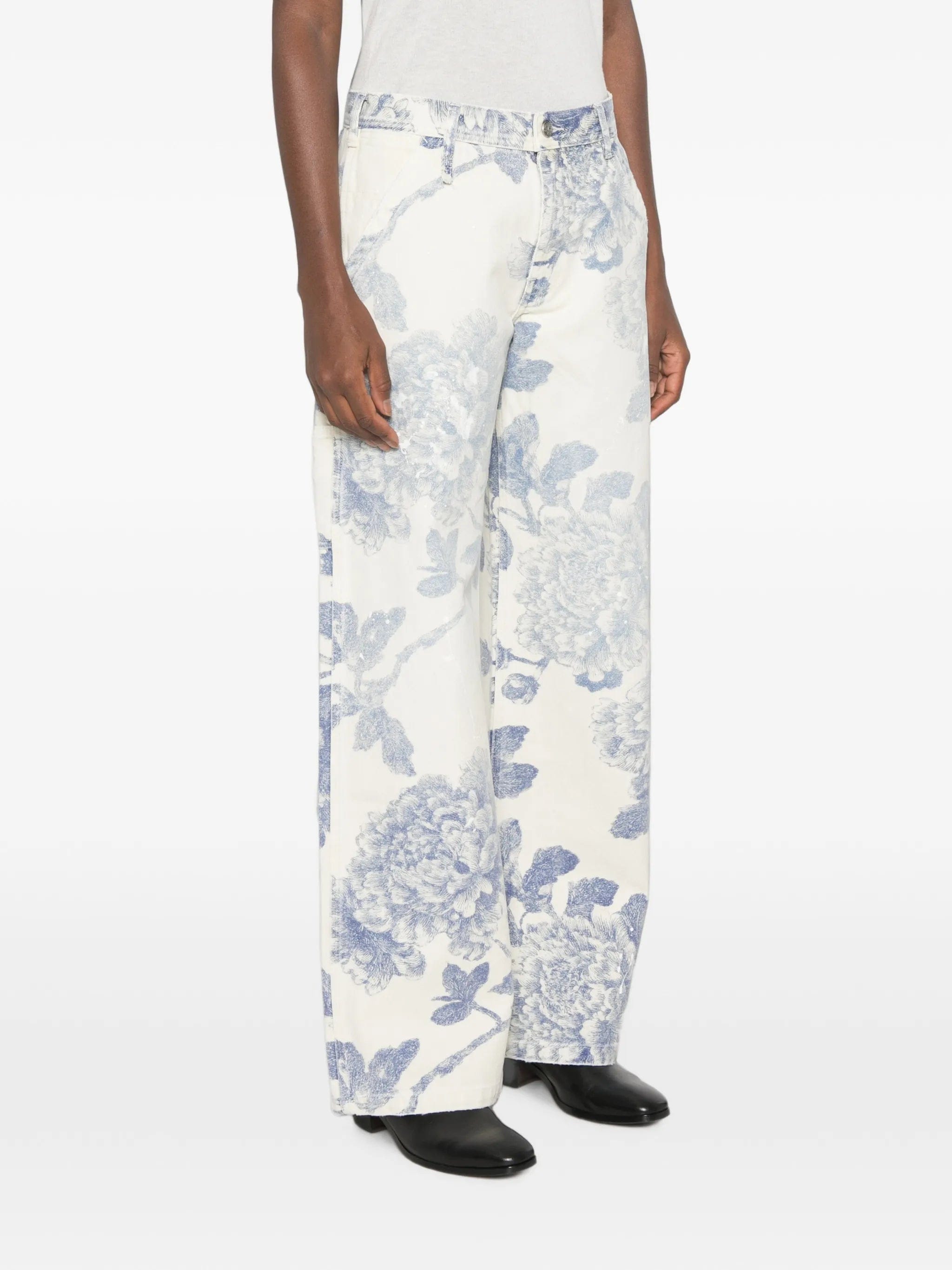 R13 belt - loop floral - print jeans