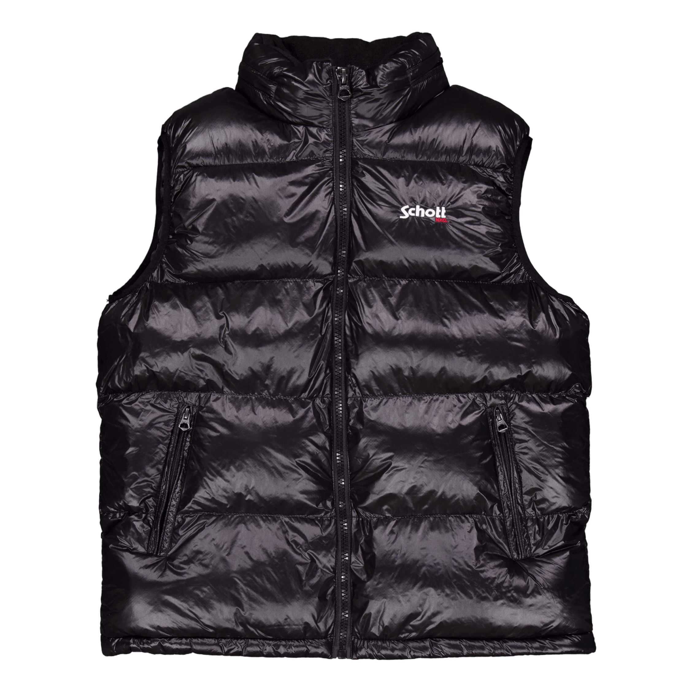 Schott NYC Gilet Doudoune Brillant A Capu Black