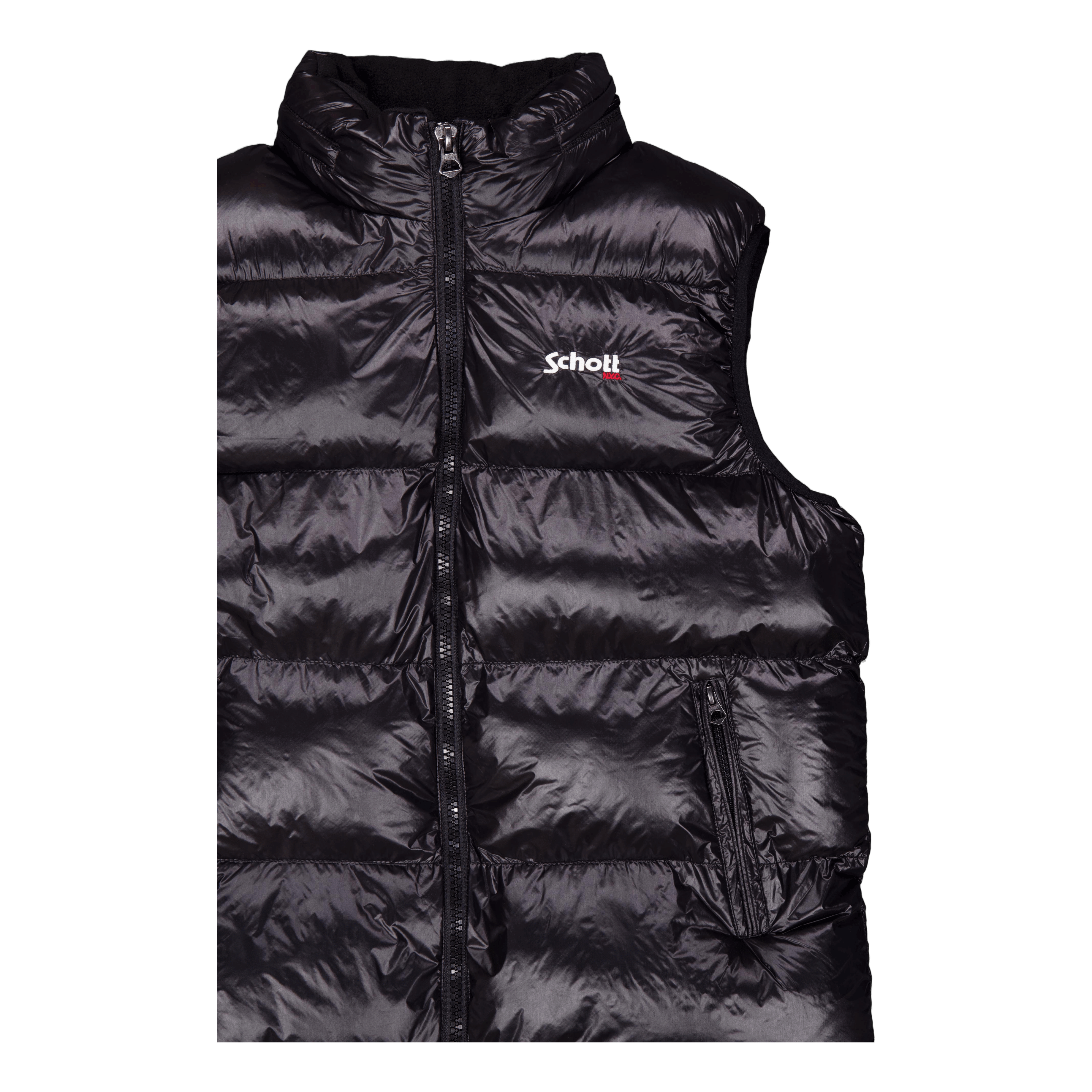 Schott NYC Gilet Doudoune Brillant A Capu Black