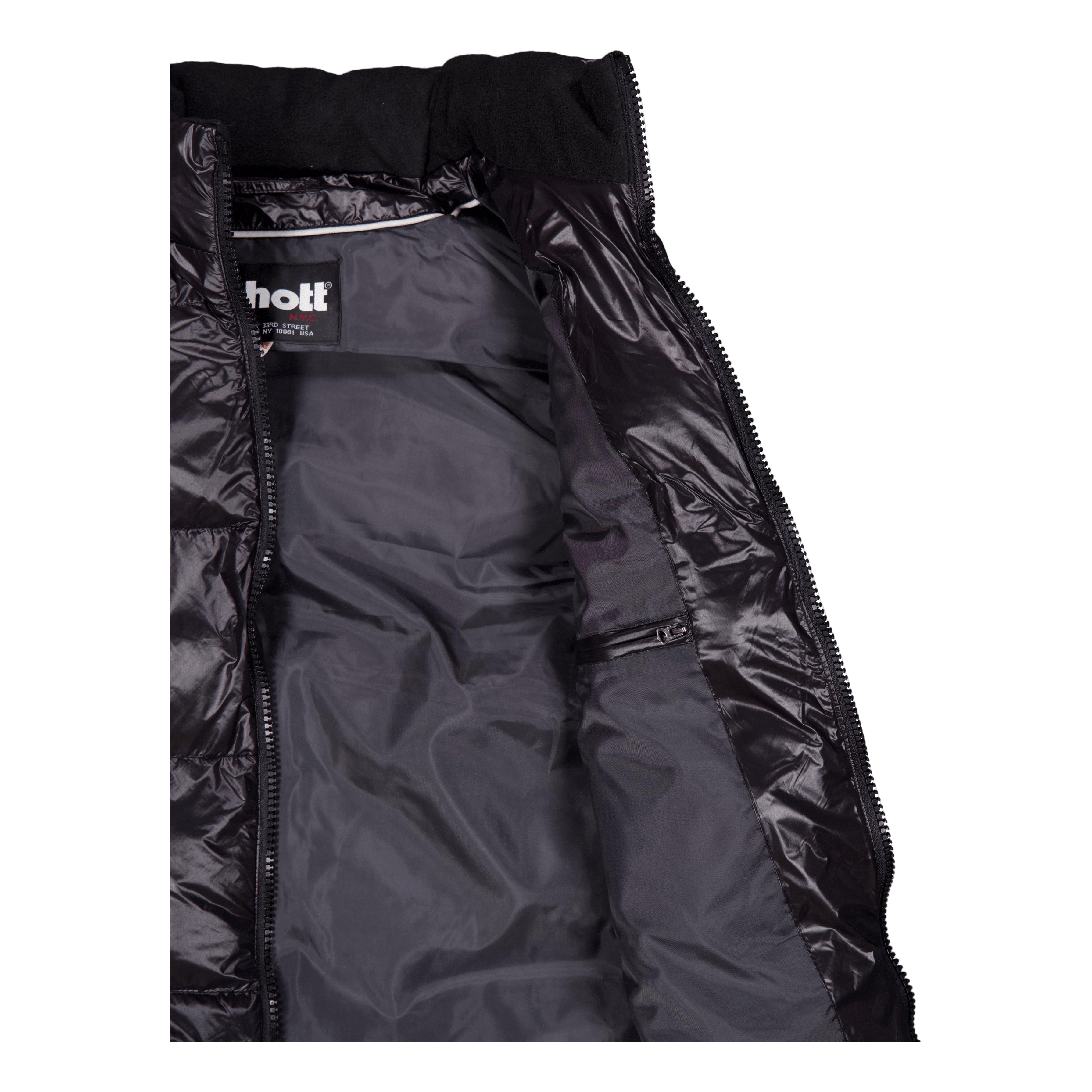 Schott NYC Gilet Doudoune Brillant A Capu Black