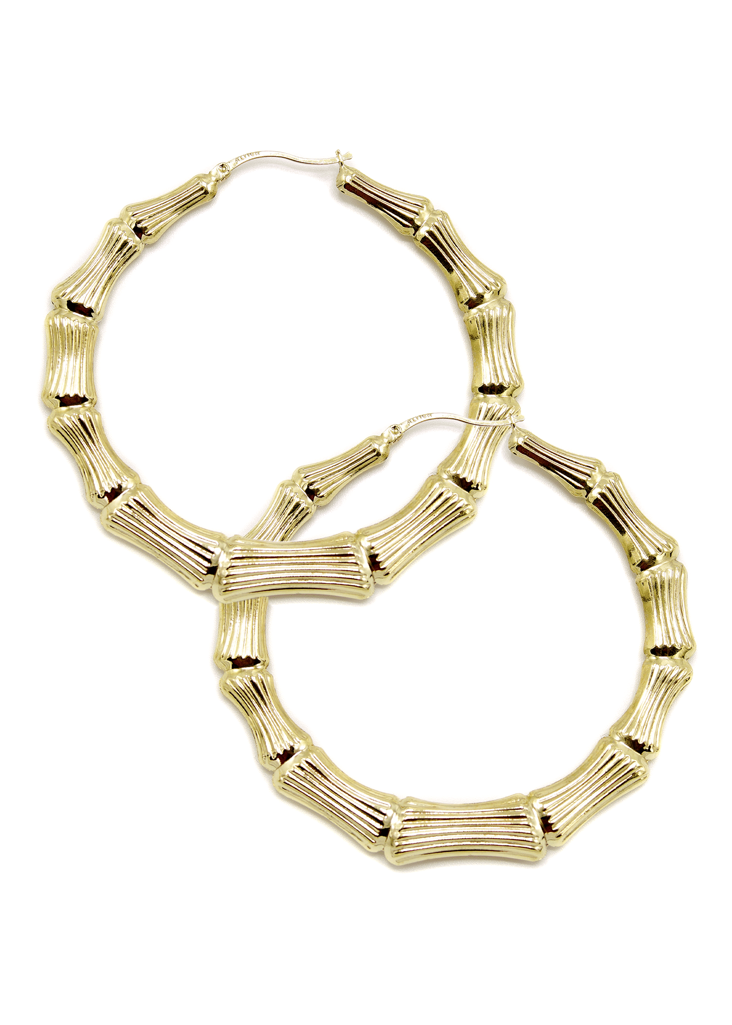 Manufacturer 1 10K Womens Bamboo Gold Hoop Earrings | Customizable Size