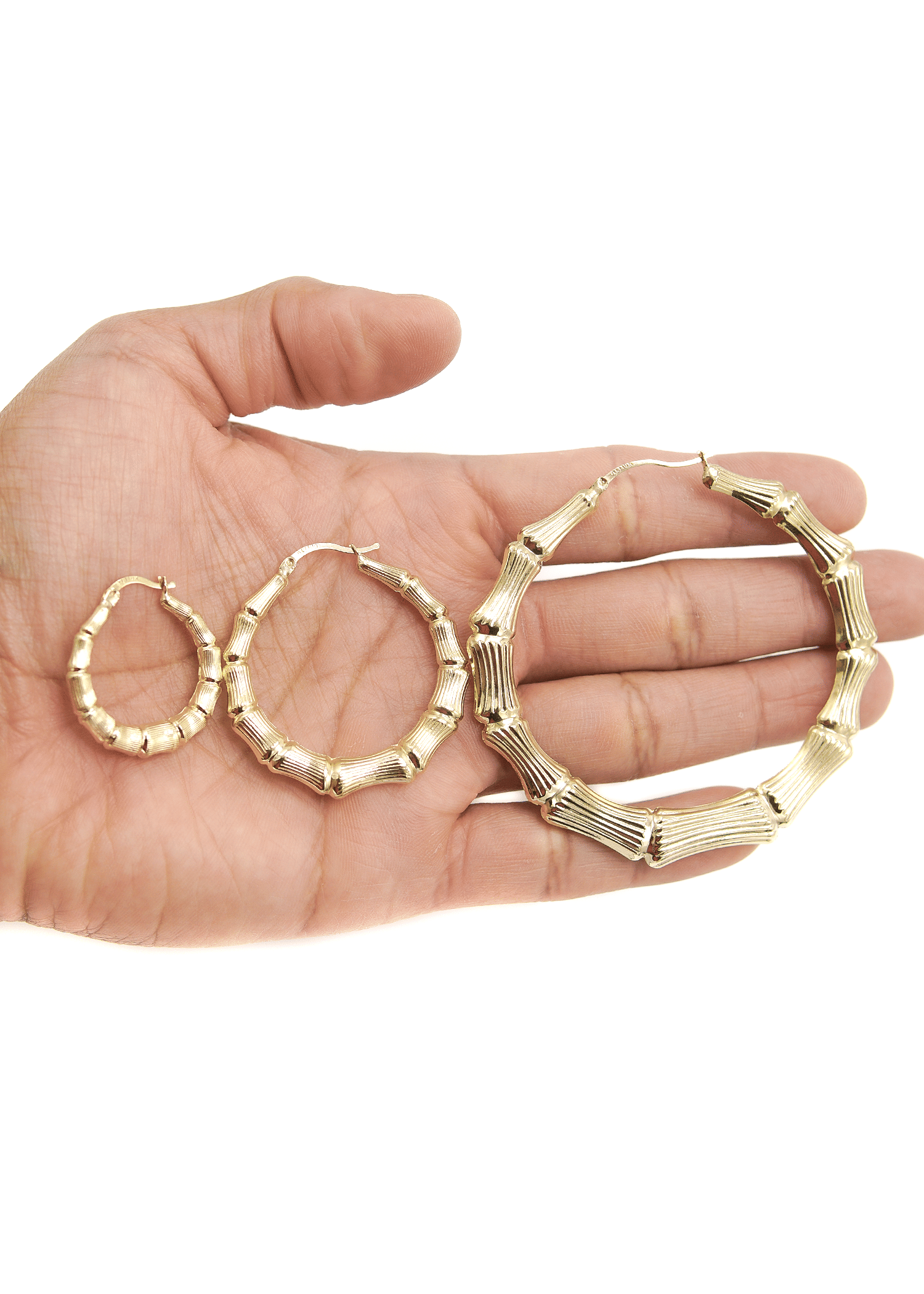 Manufacturer 1 10K Womens Bamboo Gold Hoop Earrings | Customizable Size
