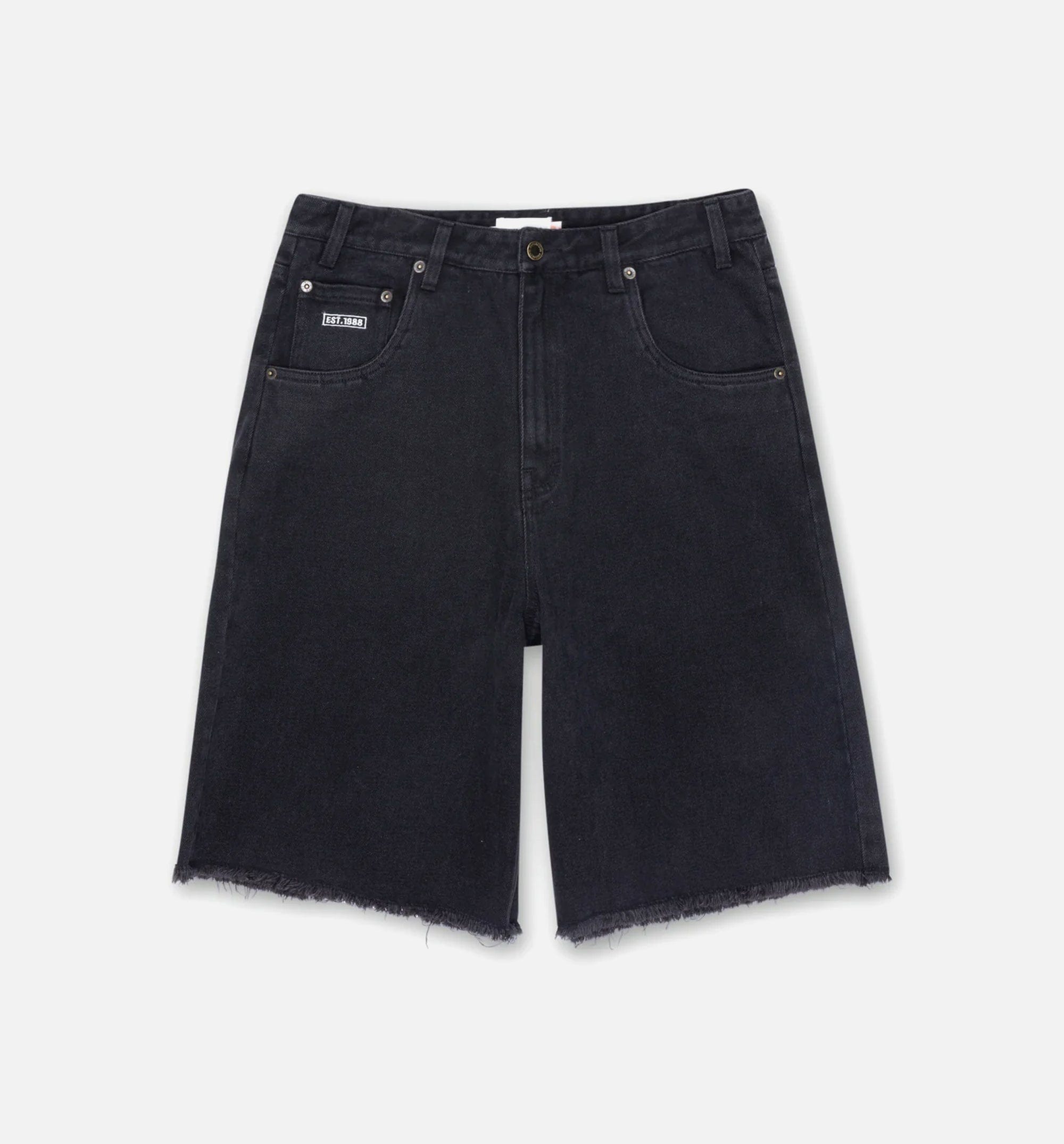 HONOR Frayed Edge 11" Denim Mens Short - Black