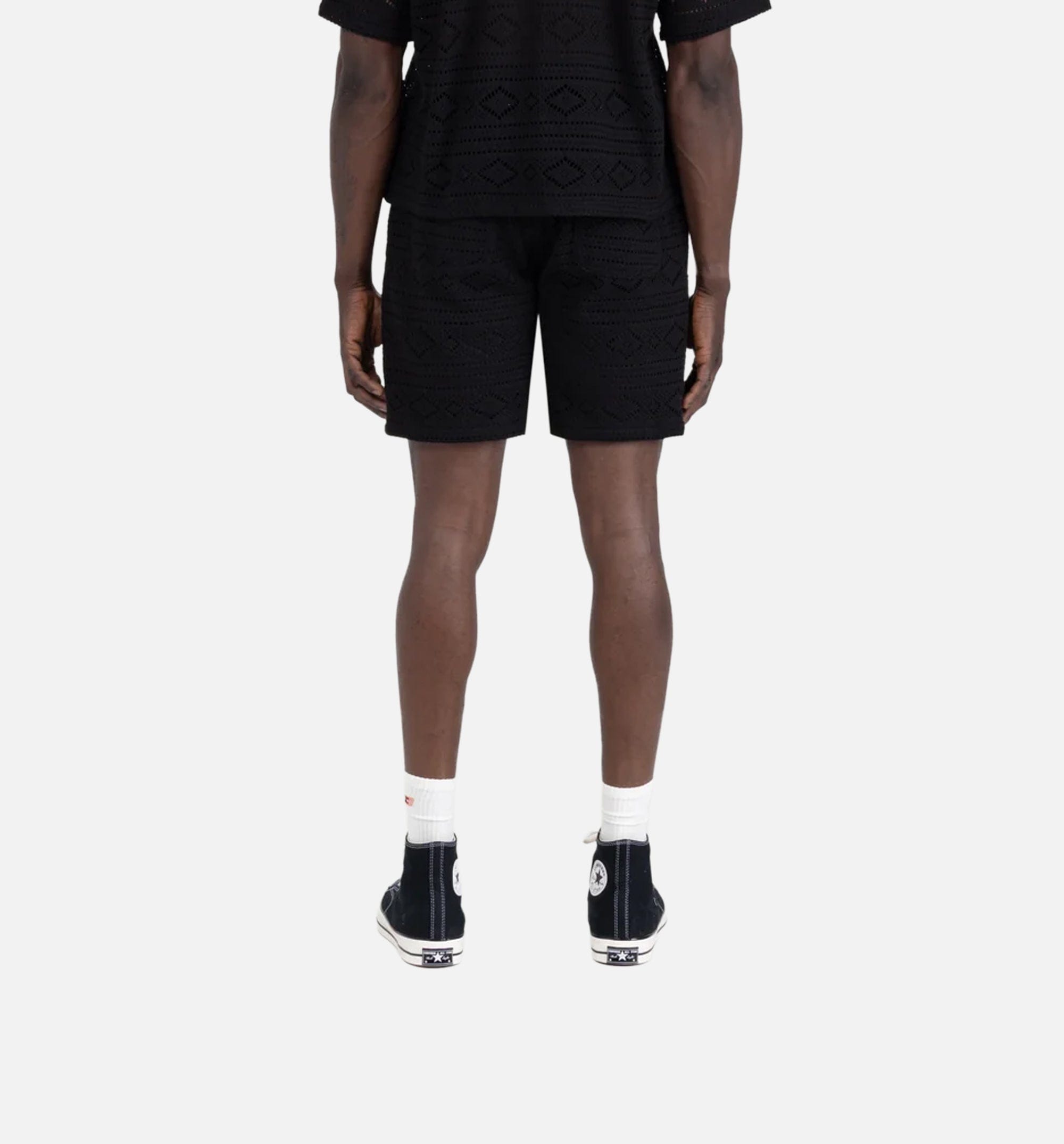 HONOR Pointelle Crochet Knit Mens Short - Black