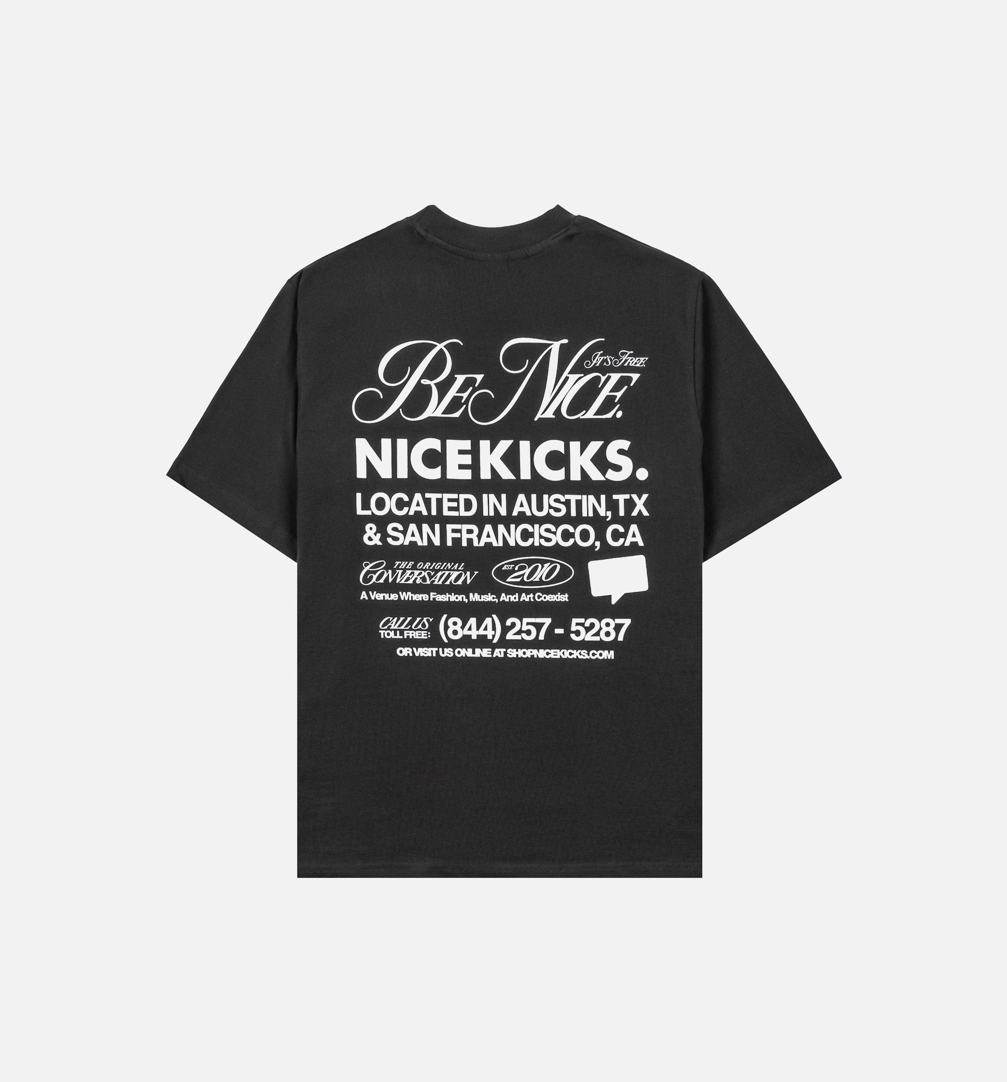 NICE KICKS Premium Be Nice Graphic Mens Short Sleeve Shirt - Charcoal
