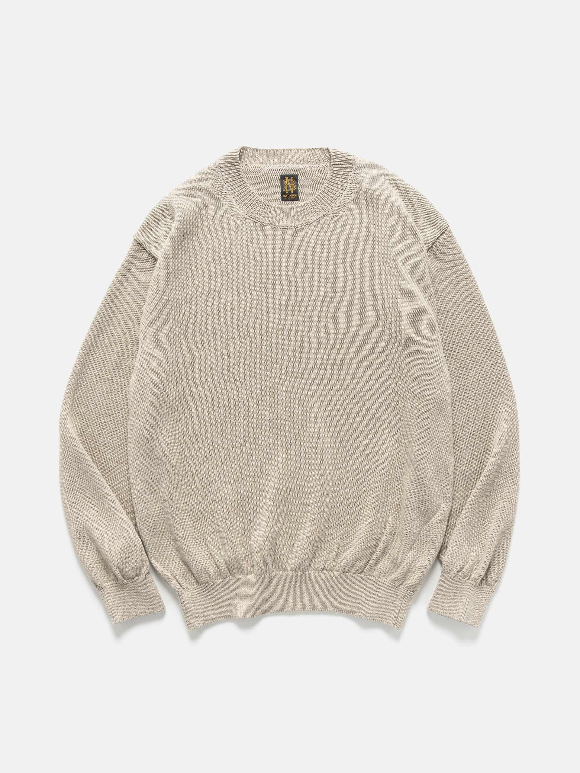 Batoner Washed High Count Linen Crew Neck Natural