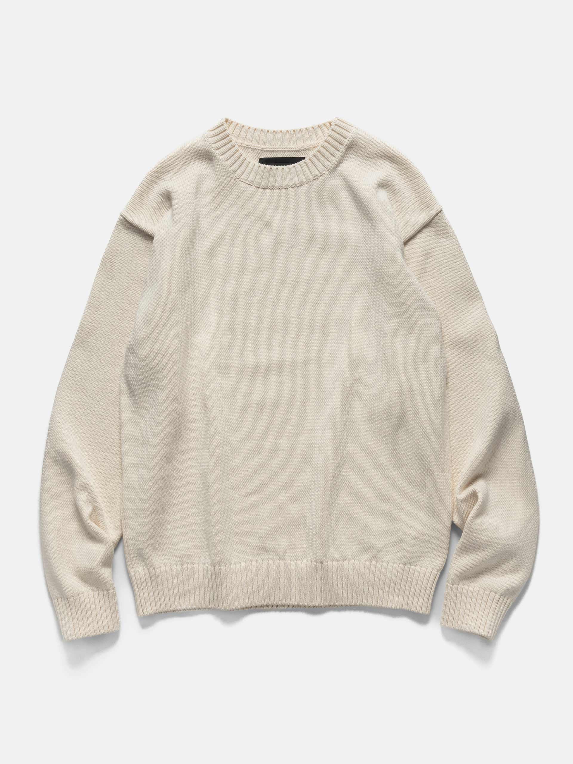 The A by BEAMS 5 Gauge Suvin Crew Neck Off White