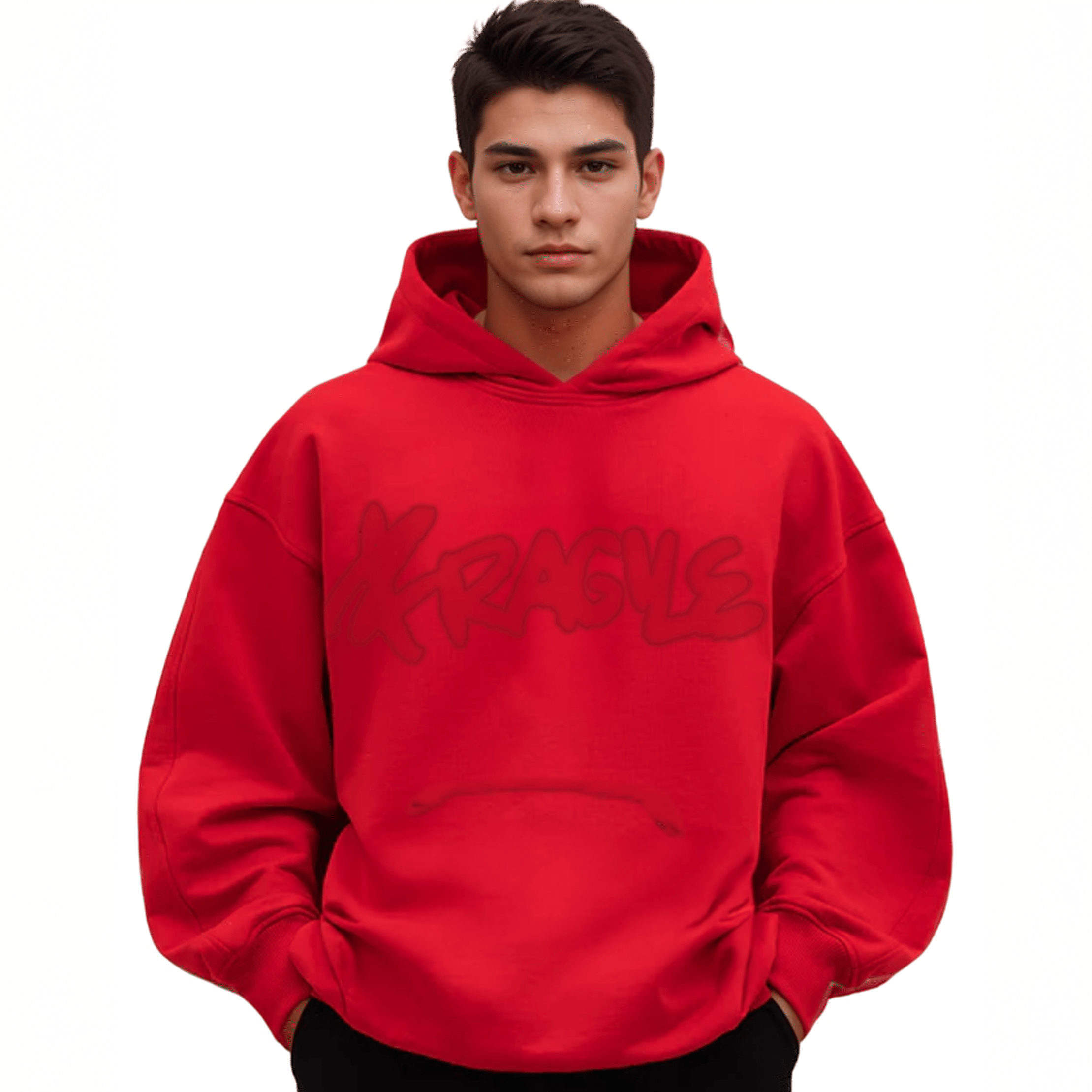 Exhale Label Oversized Hoodie Red - Karthik