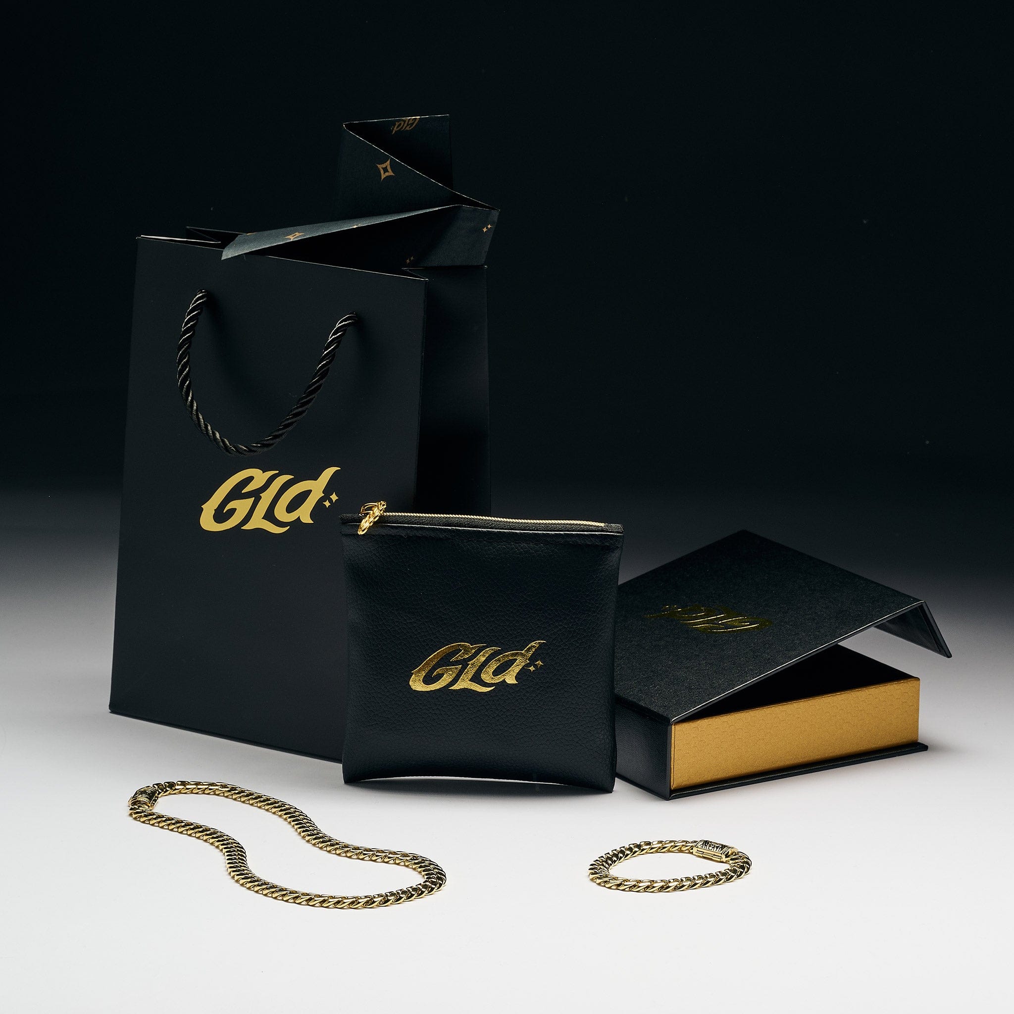 GLD Men Miami Cuban Chain + Bracelet Gift Bundle in Yellow Gold - 8 mm