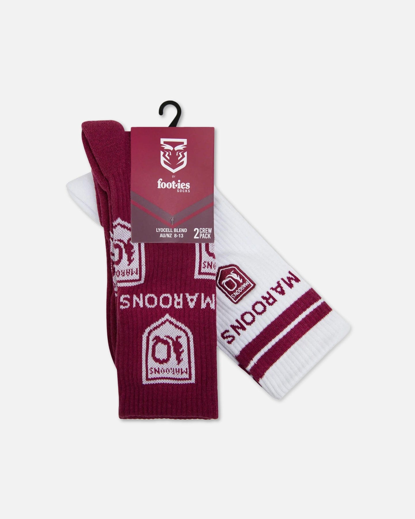 Foot - ies Queensland Maroons Icons Sneaker Socks 2 Pack White/Maroon
