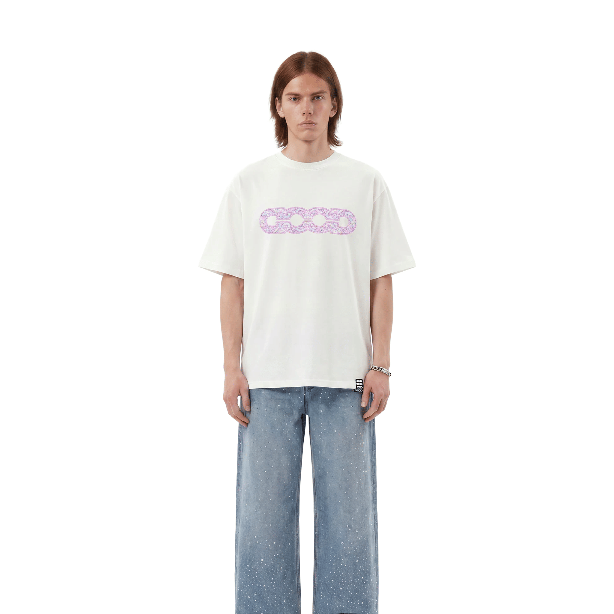 Goodbrand Purple Nebula Embroidered T-Shirt White (SS26)