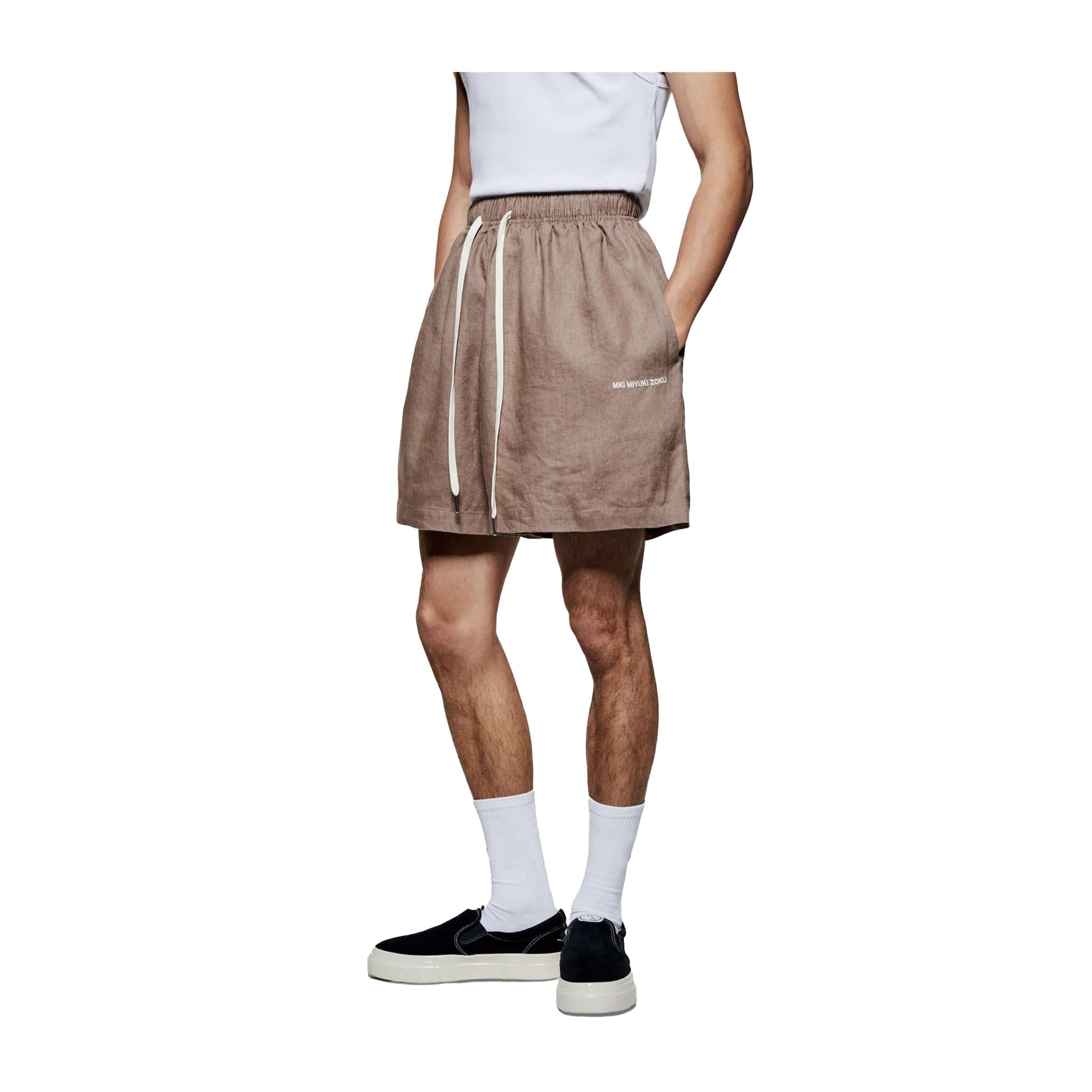 Bunka LINEN SHORTS - MUSHROOM