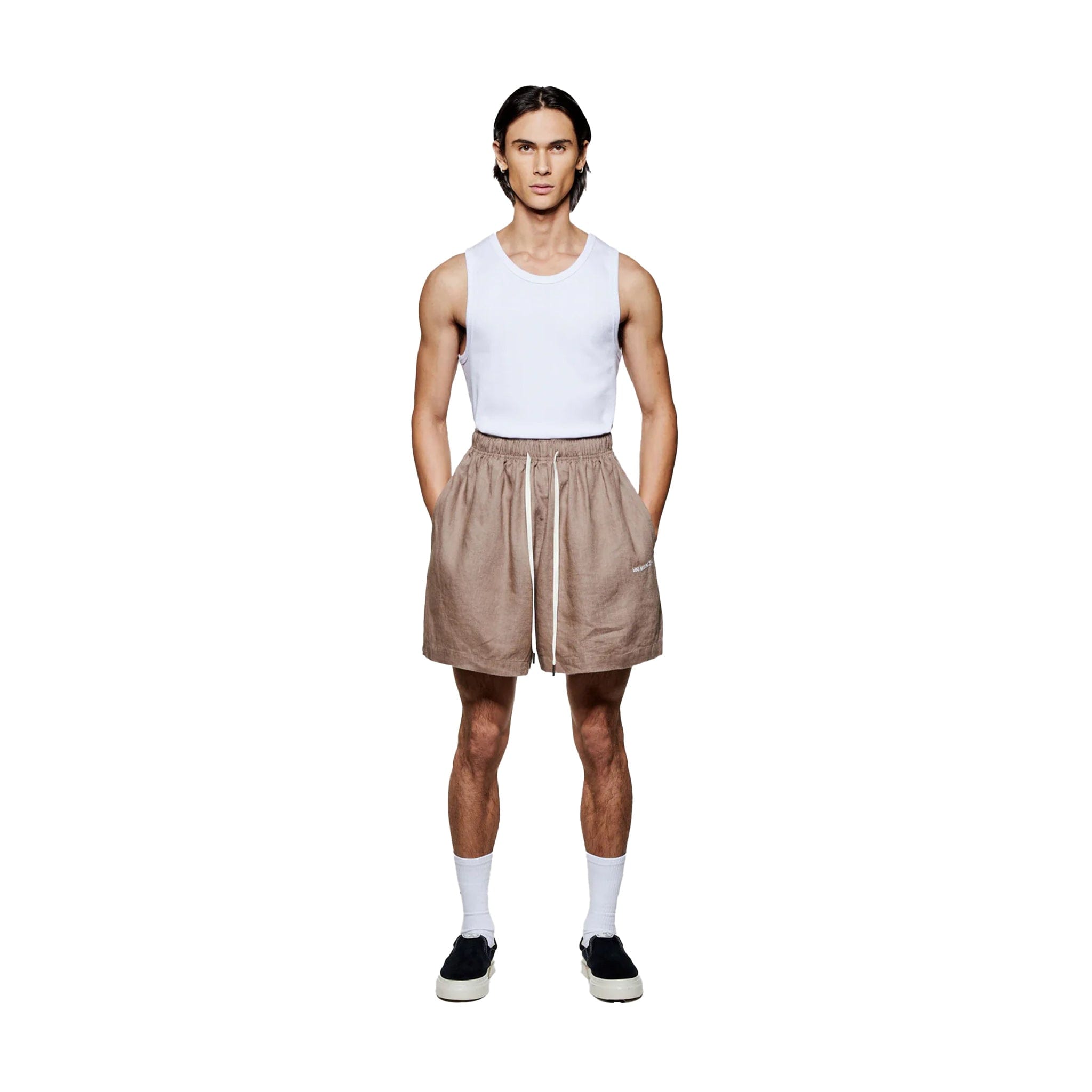 Bunka LINEN SHORTS - MUSHROOM
