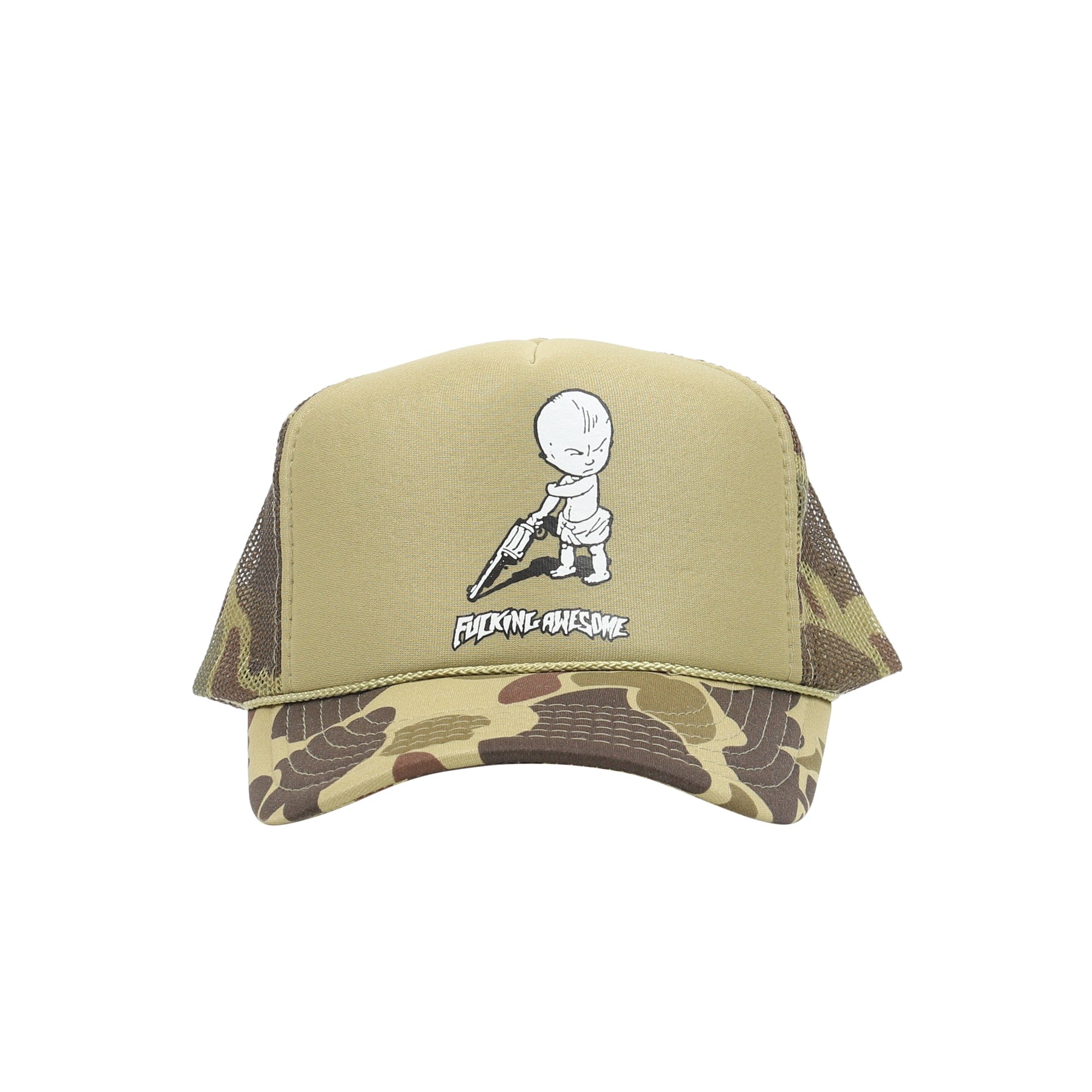 Fucking Awesome Gun Baby Soft Foam Trucker Hat - Camo