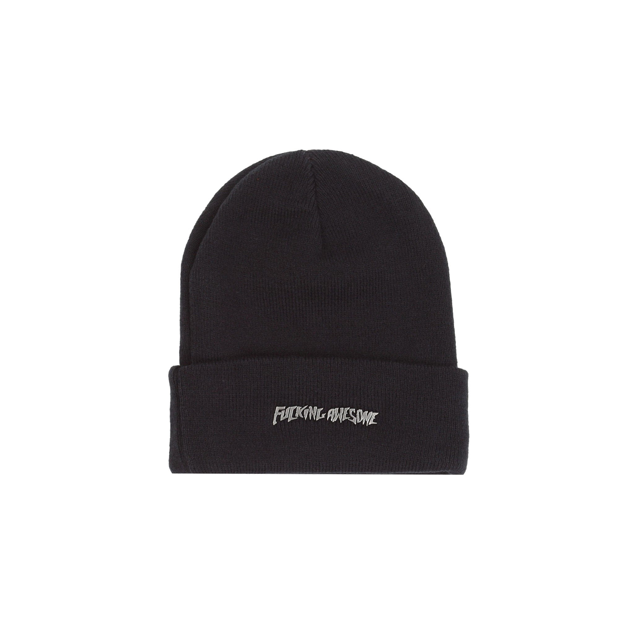 Fucking Awesome Metal Stamp Logo Cuff Beanie - Black