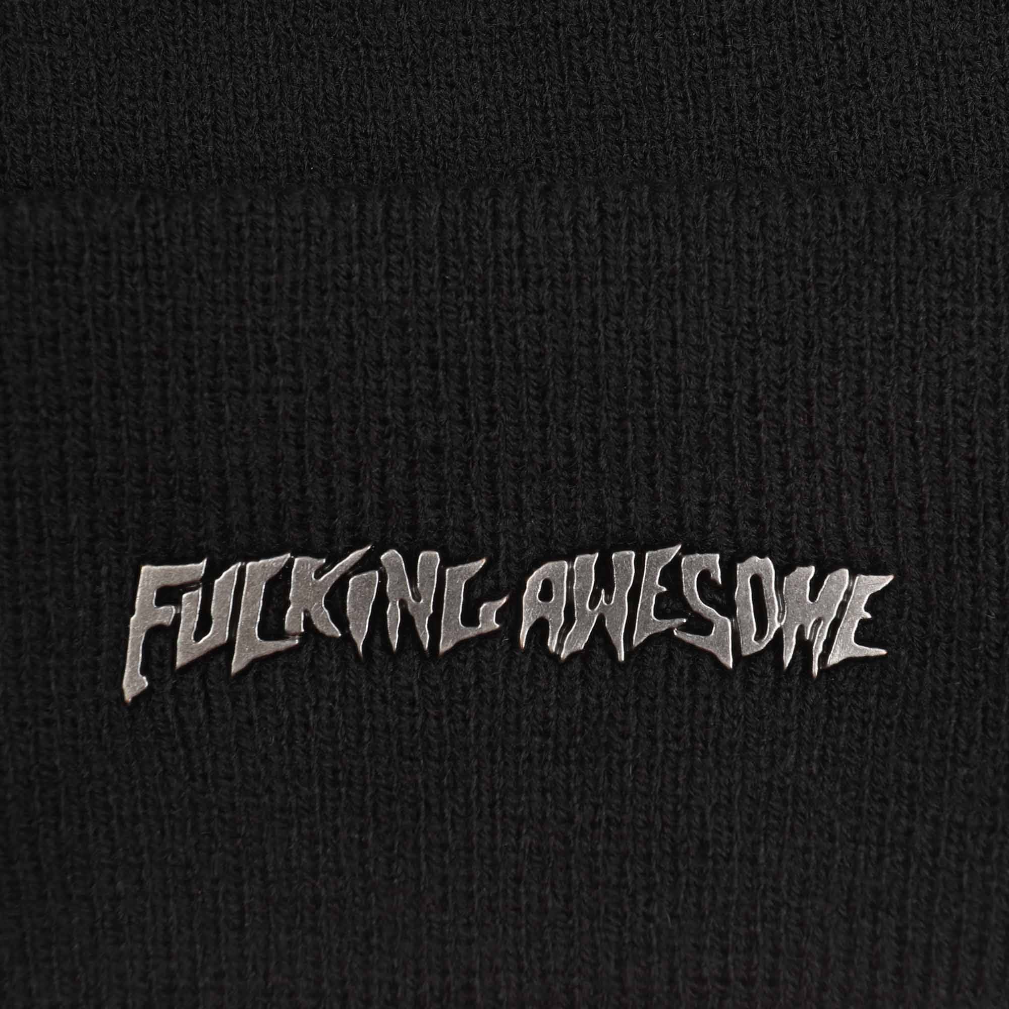 Fucking Awesome Metal Stamp Logo Cuff Beanie - Black