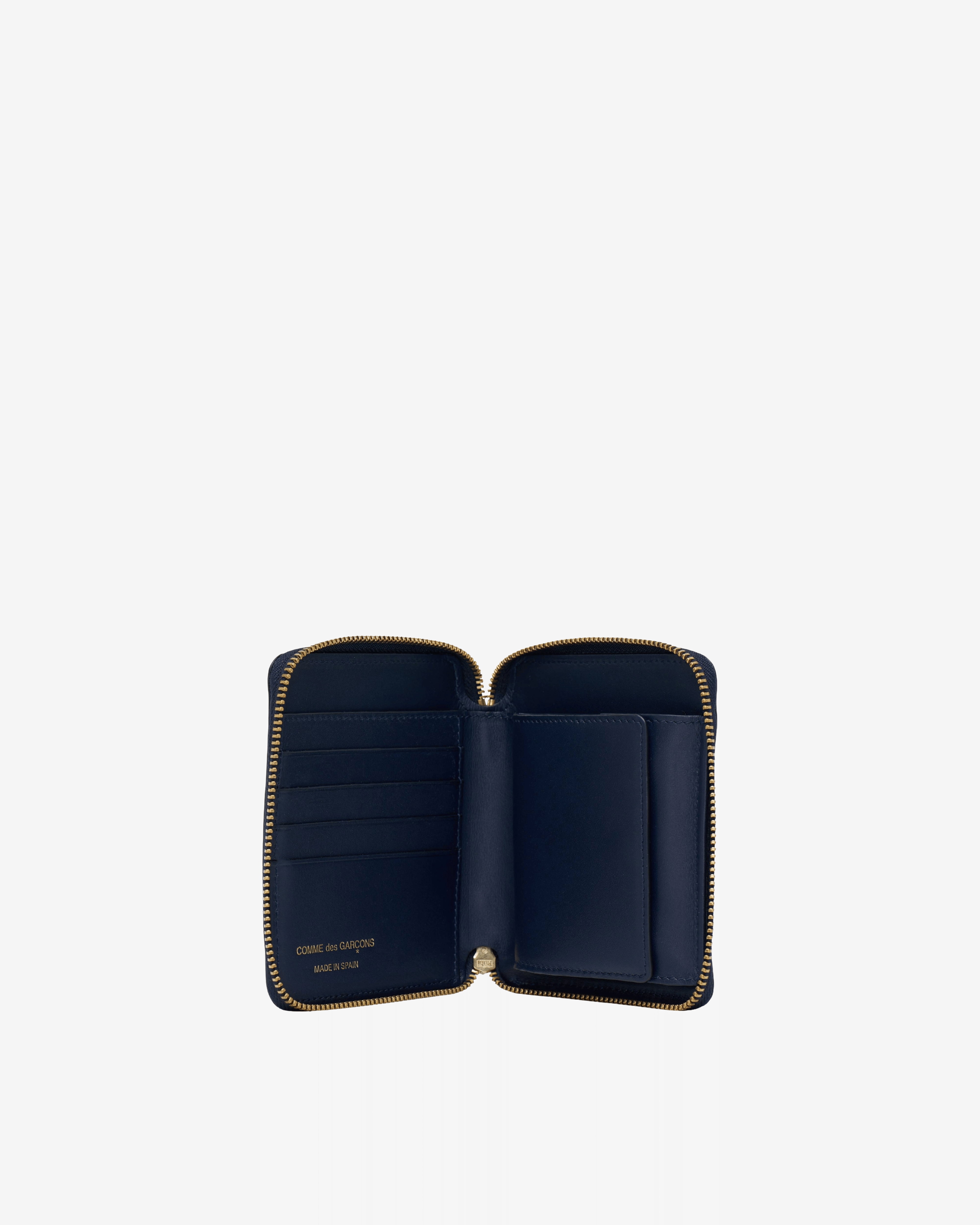 CDG Wallet - Classic Leather Full Zip Around Wallet - (Navy SA2100)
