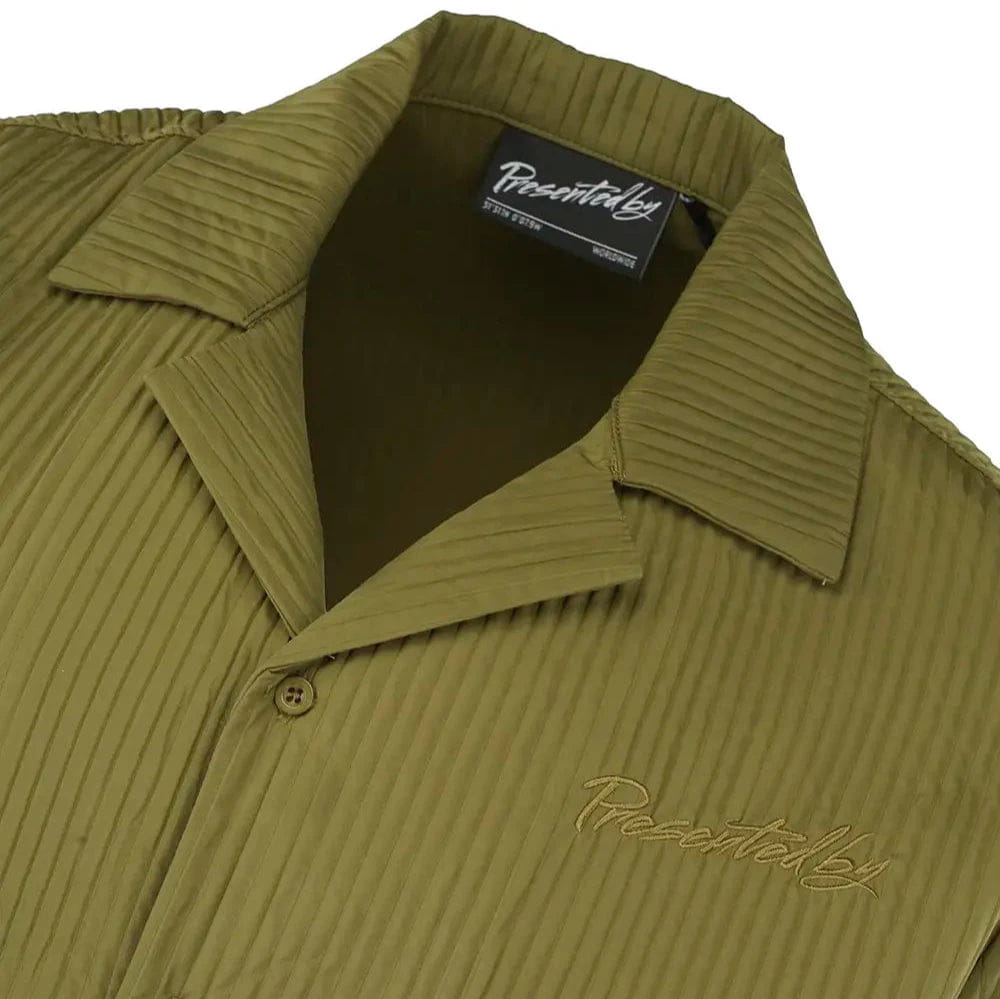 Presentedbyglobal Pleated Satin Shirt - Khaki