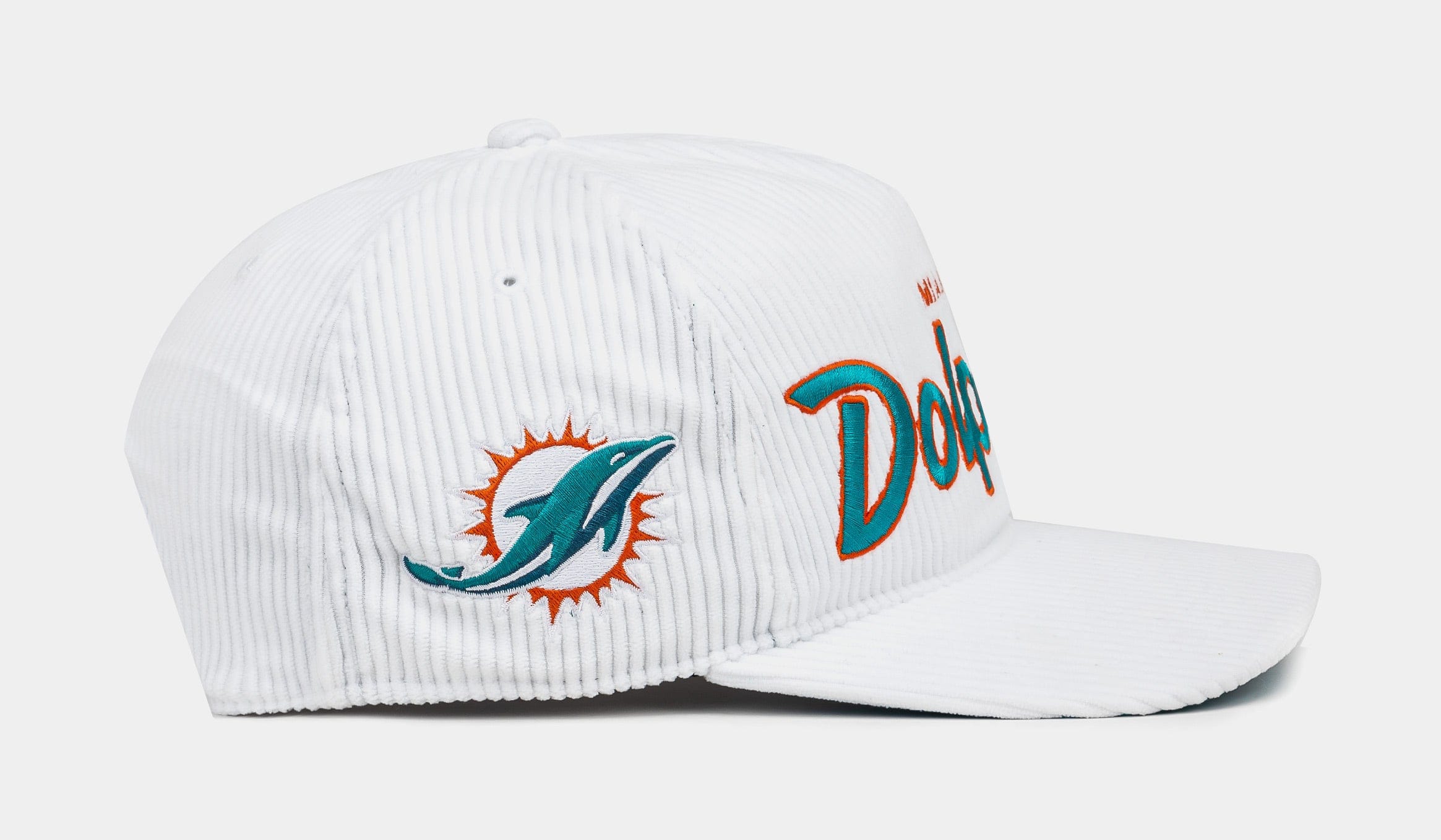 47 BRAND Miami Dolphins Corduroy Snapback Mens Hat (White/Teal)
